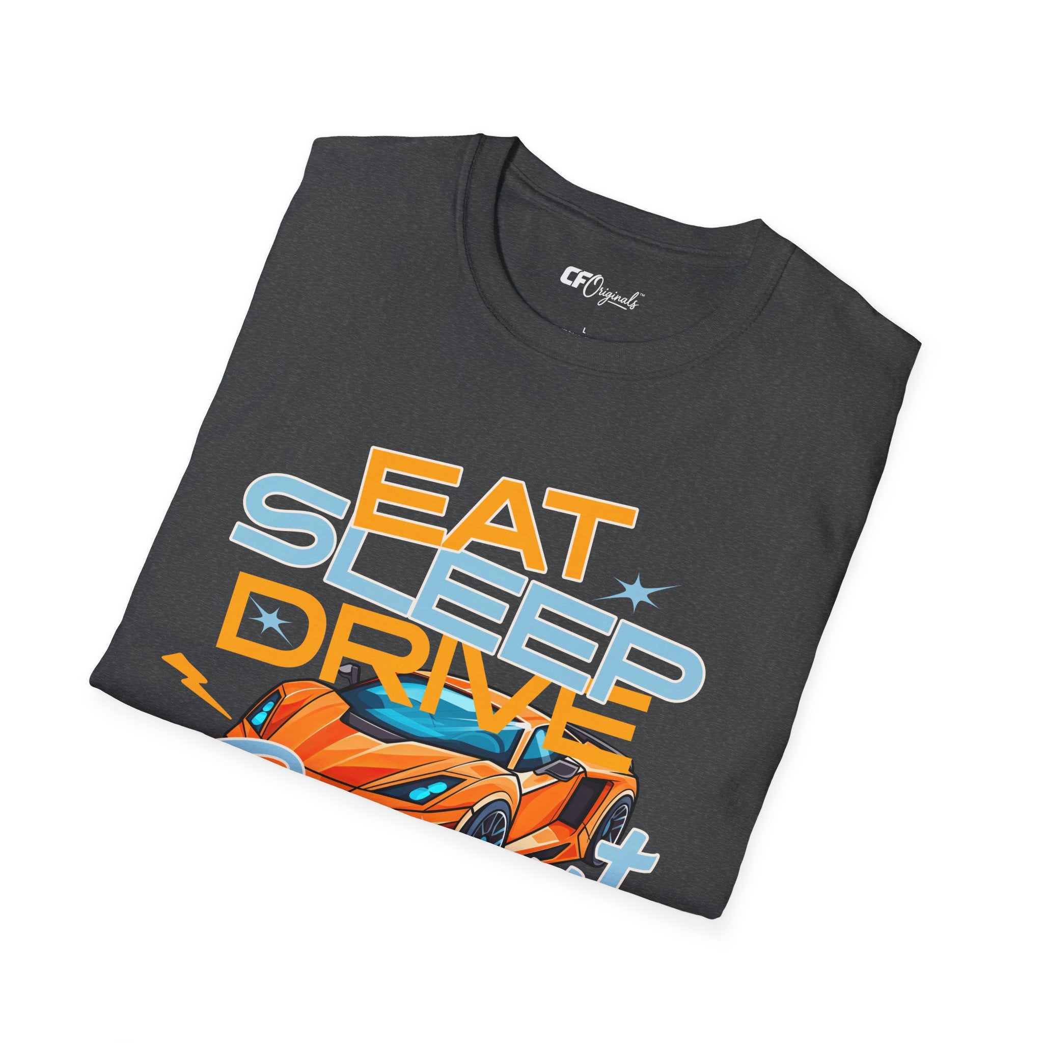 Eat Sleep Drive Repeat T-Shirt — Racing Car Graphic Tee for Motorsport Fans