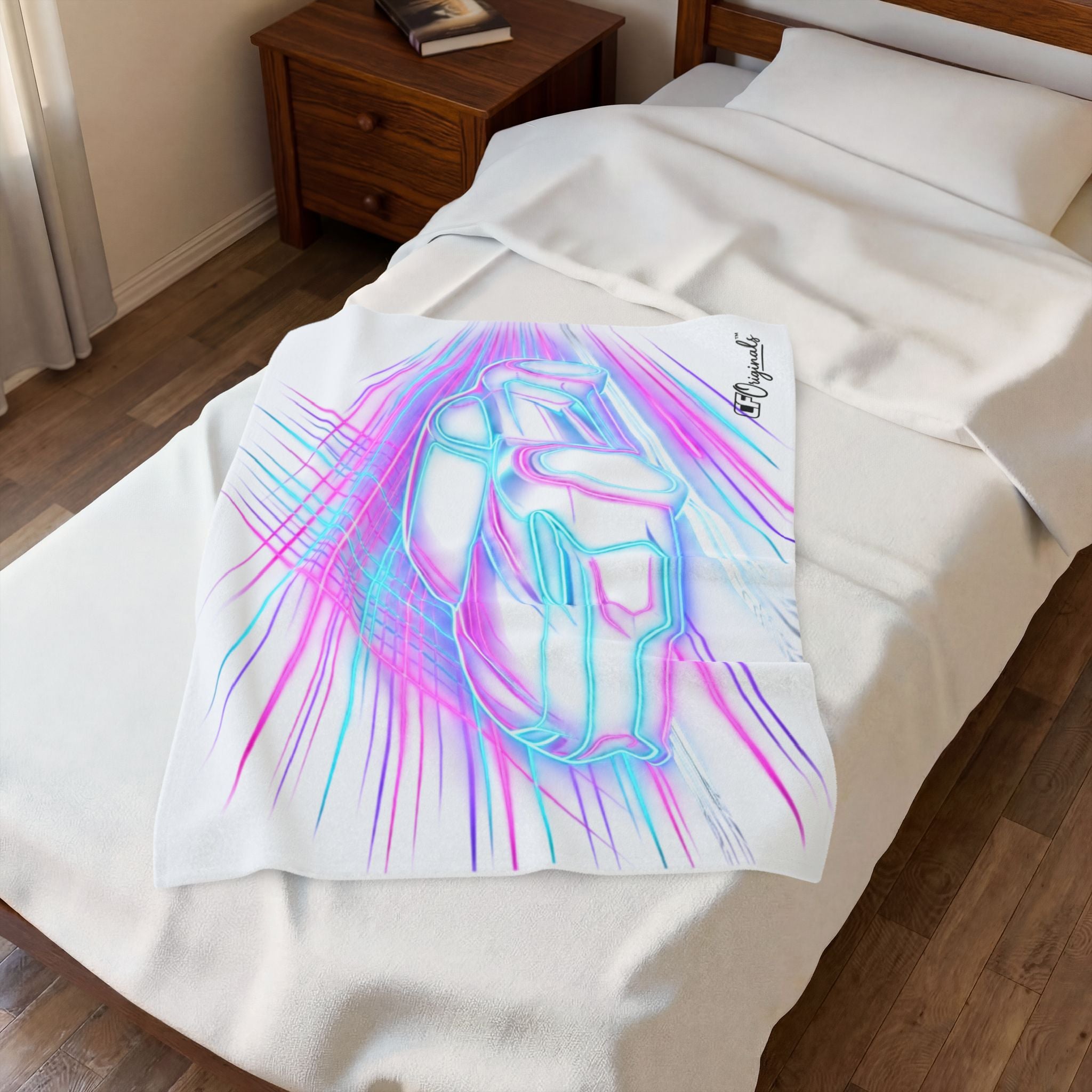 Neon Car Outline - Velveteen Plush Throw Blanket