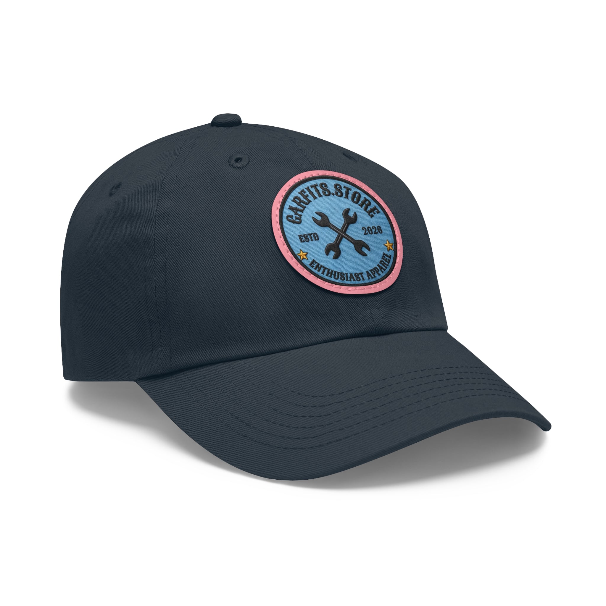 Mechanic Logo Dad Hat — Leather Patch Cap