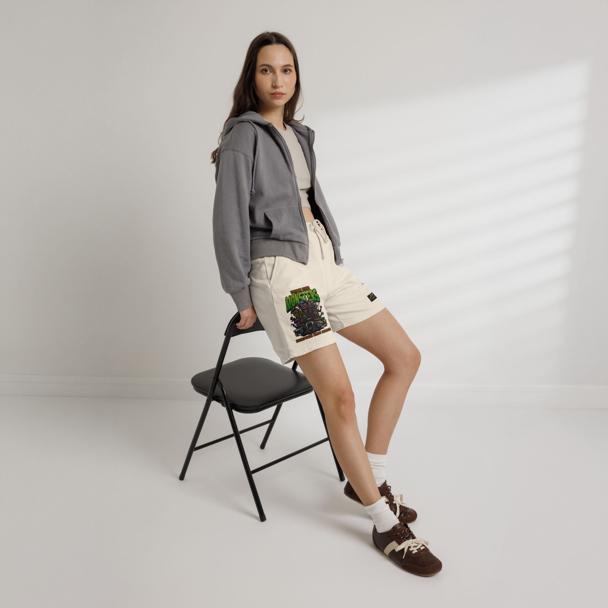 Monster Crew Sweat Shorts — Graphic Fleece Lounge Shorts