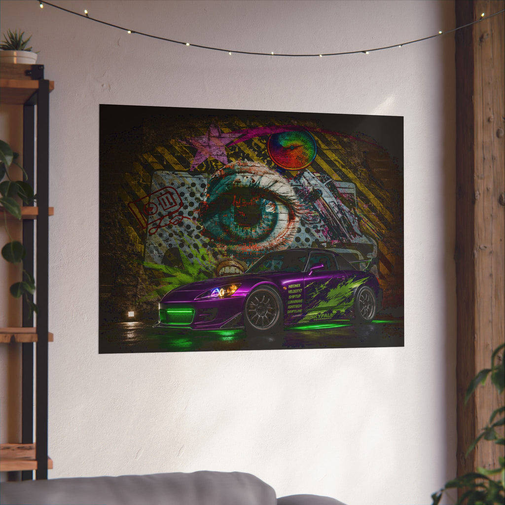 Graffiti Sports Car Matte Poster — Neon Drift Street Art Wall Print