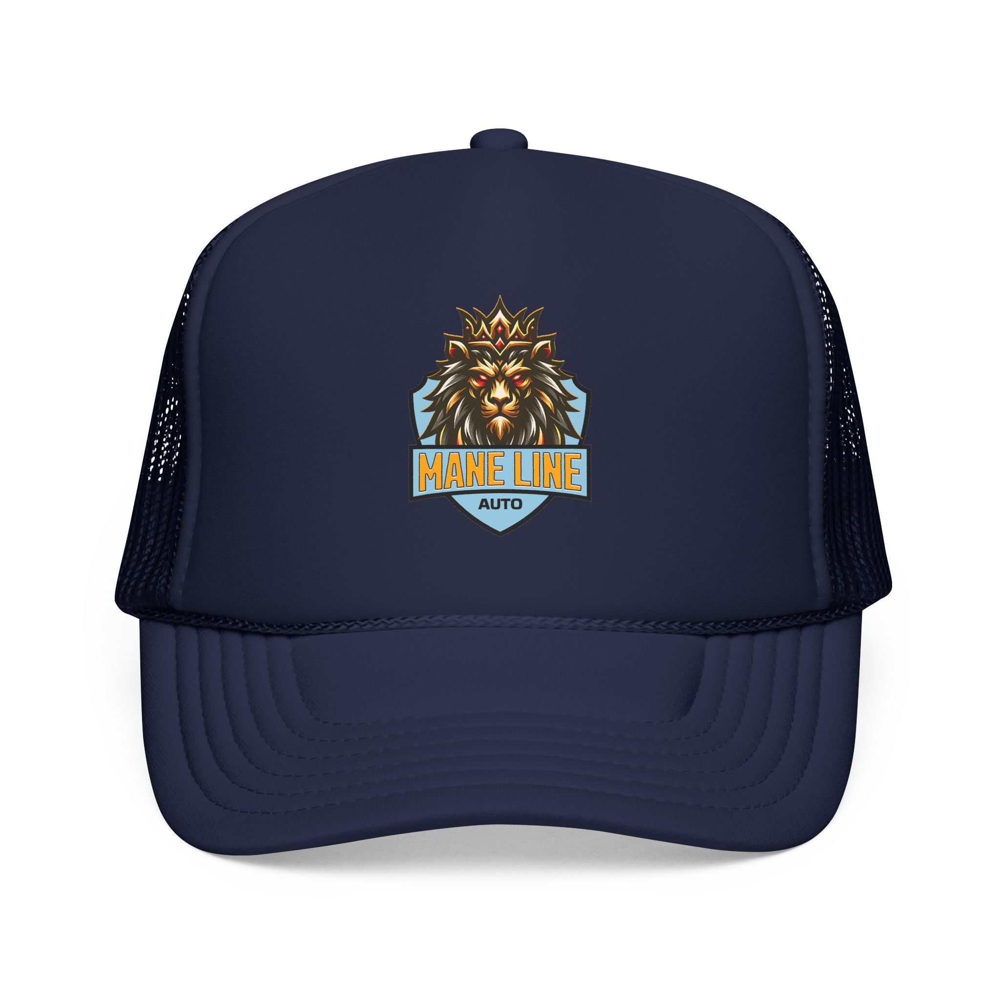 Logo Trucker Hat — 'Mane Line Auto' Foam Mesh Cap