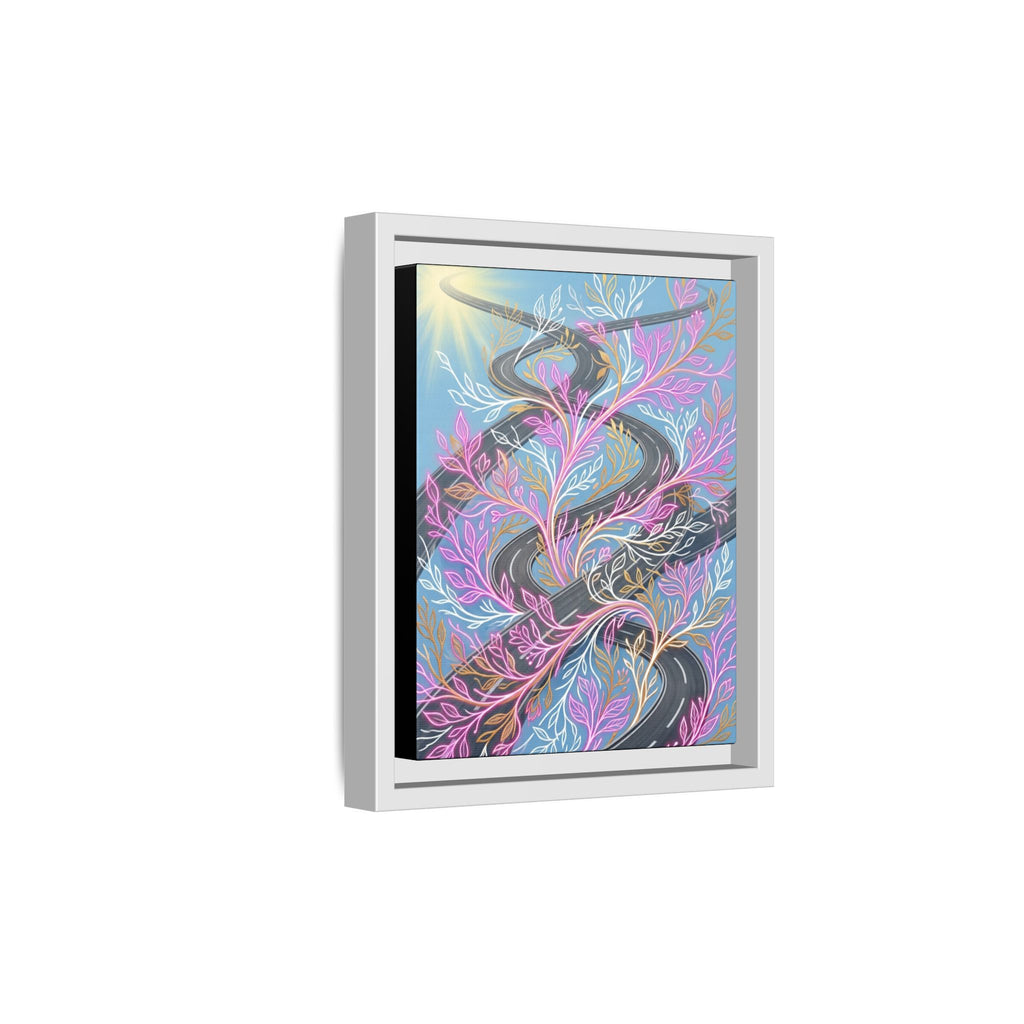 Framed Matte Canvas Floral Vines Wall Art — Pastel Botanical Abstract