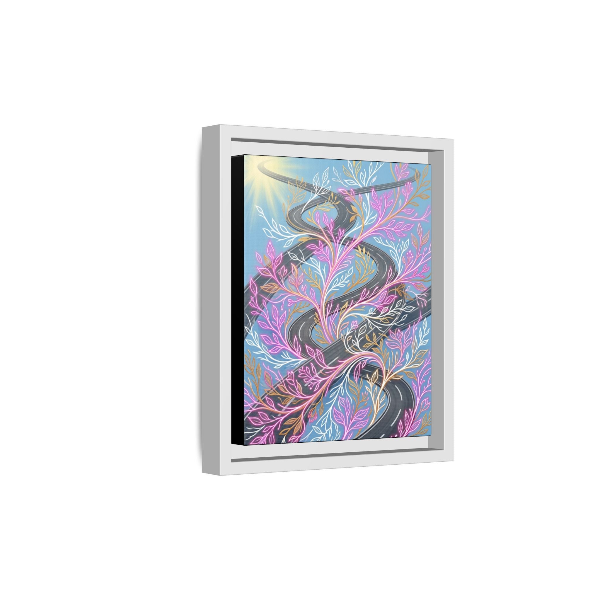 Framed Matte Canvas Floral Vines Wall Art — Pastel Botanical Abstract