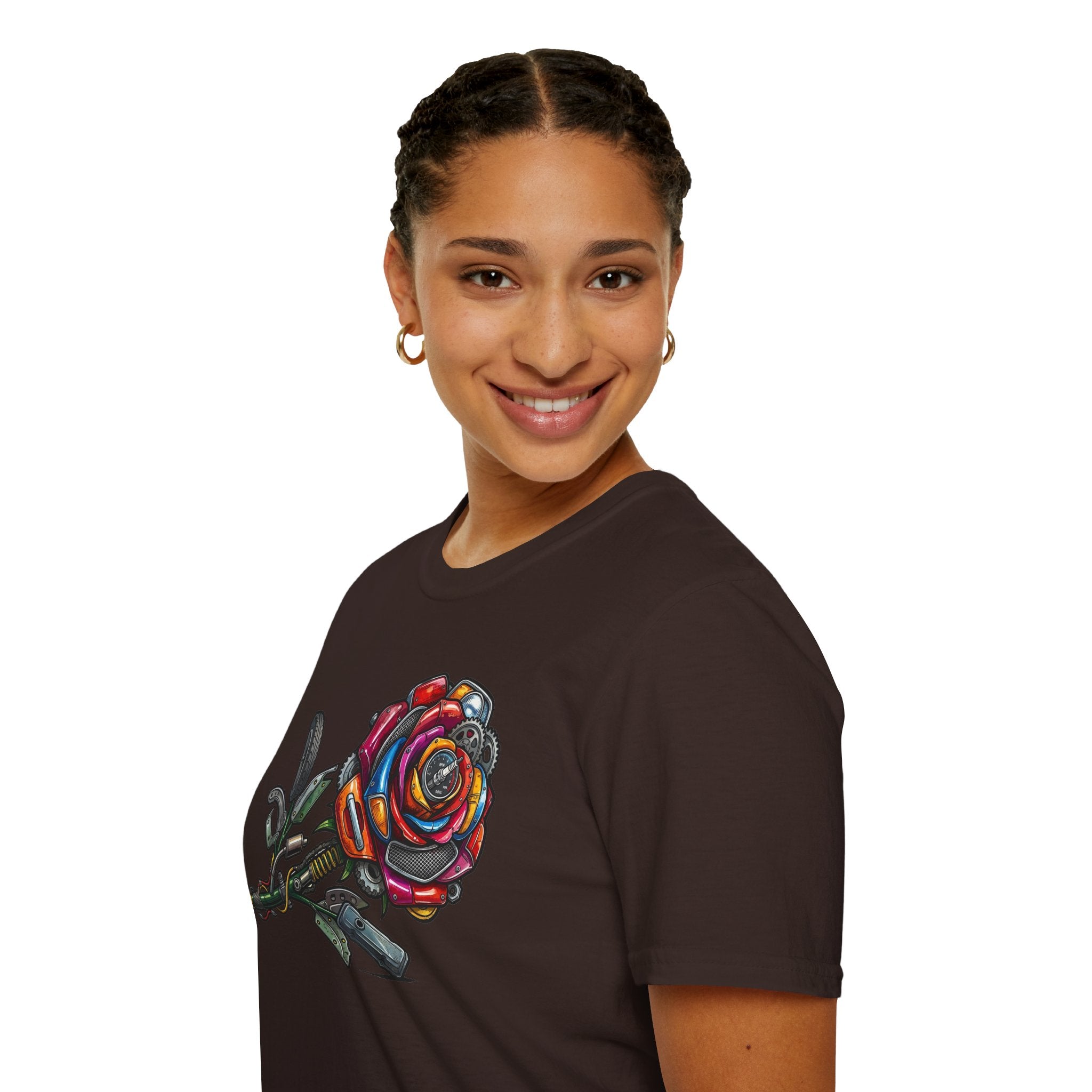 Colorful Mechanical Rose Graphic Tee
