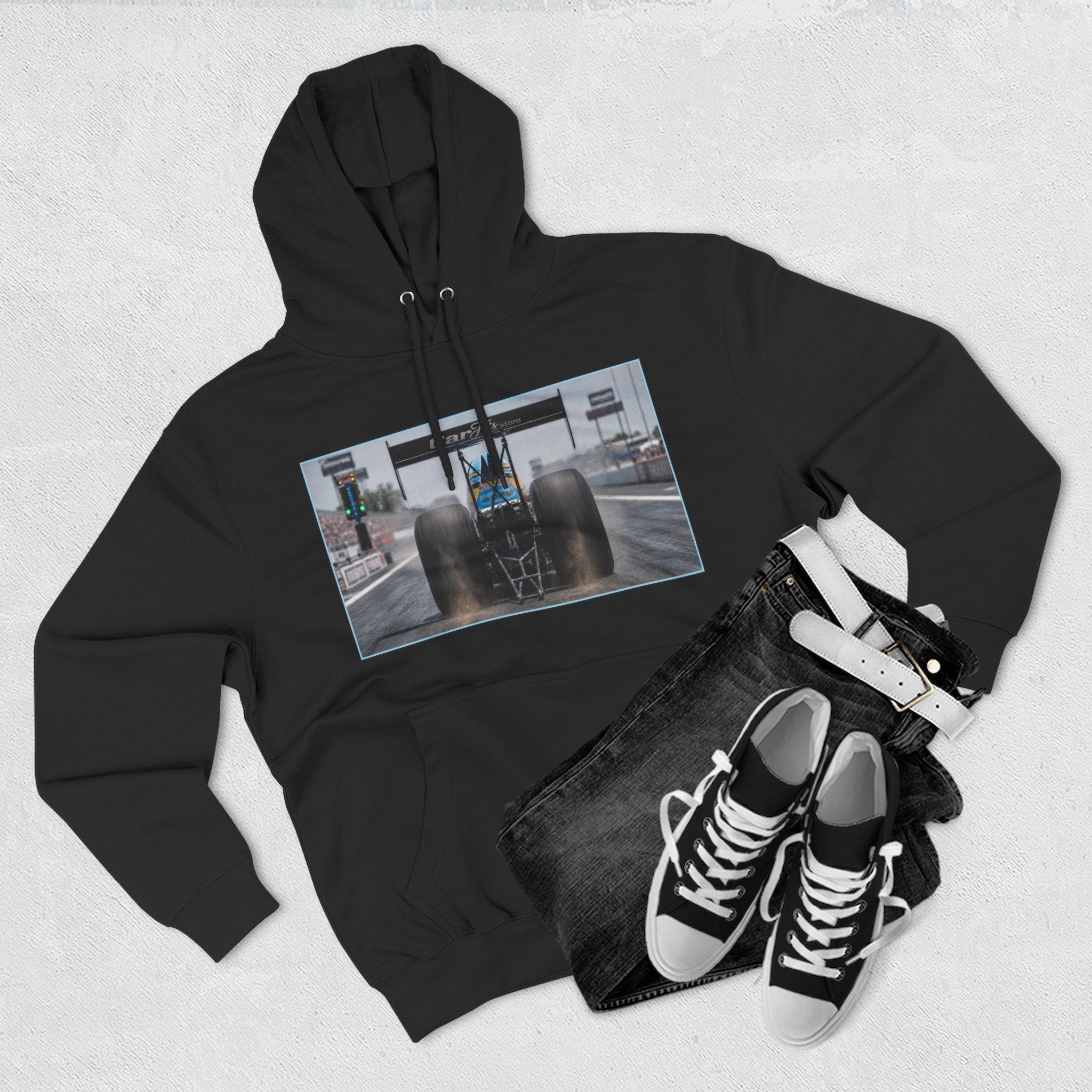 Racing Dragster Hoodie — "Land of 10,000HP" Fleece Pullover