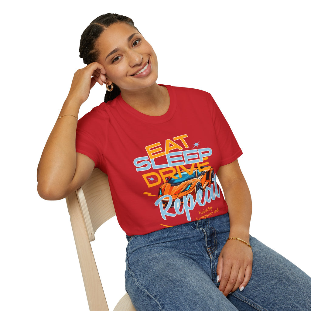 Eat Sleep Drive Repeat T-Shirt — Racing Car Graphic Tee for Motorsport Fans