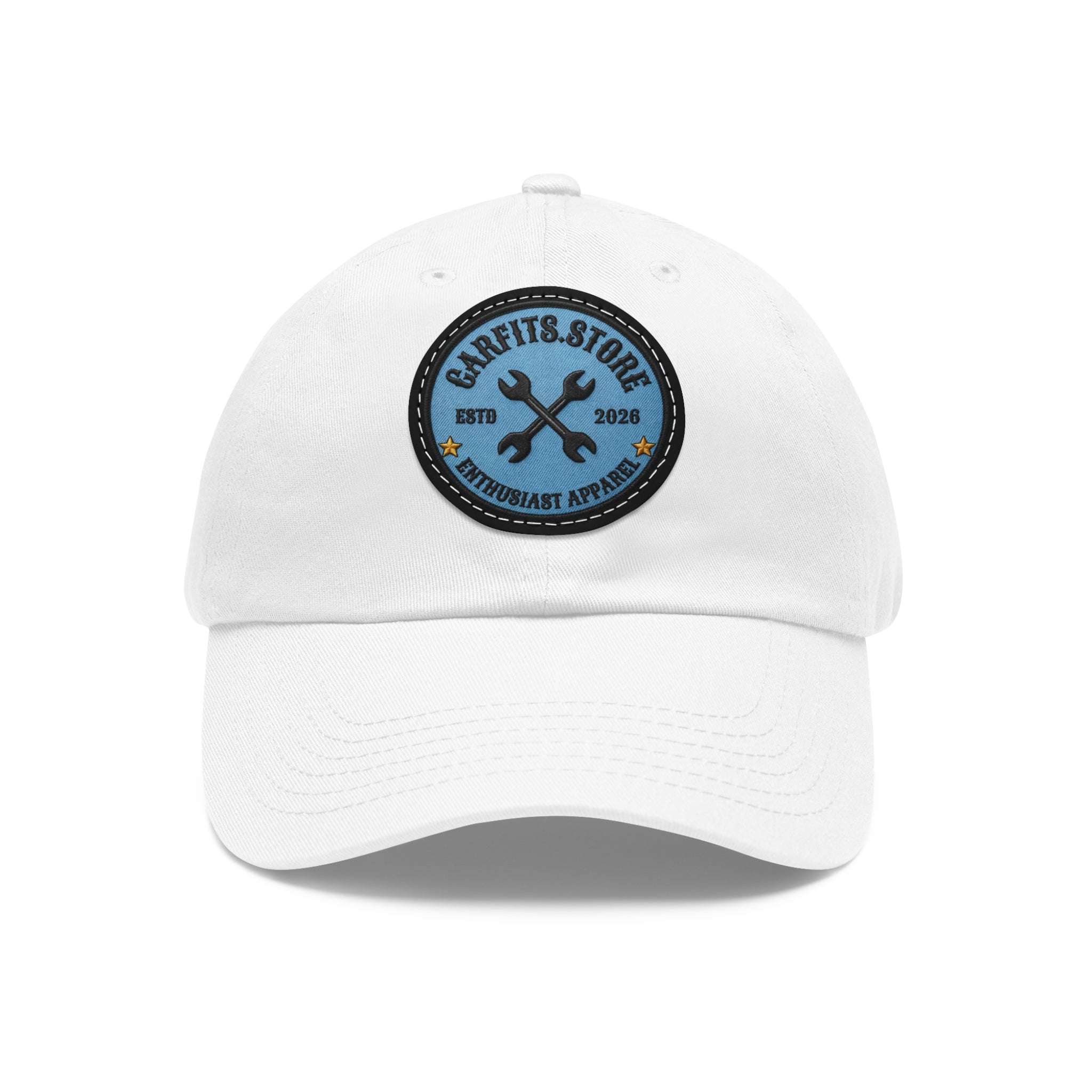 Mechanic Logo Dad Hat — Leather Patch Cap