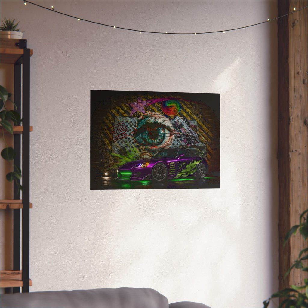 Graffiti Sports Car Matte Poster — Neon Drift Street Art Wall Print