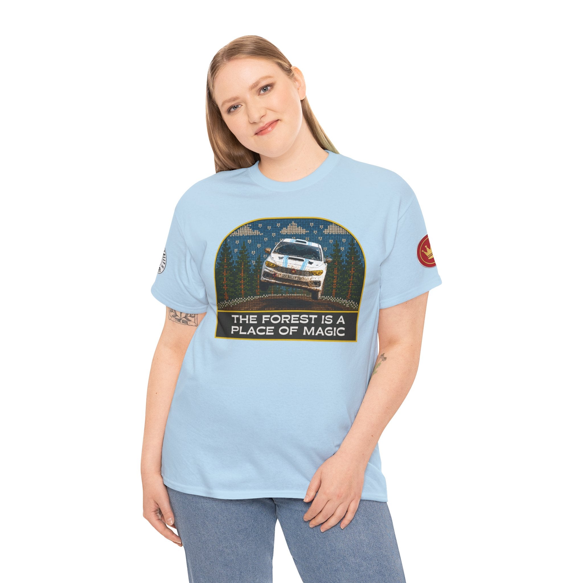 Forest Rally T‑Shirt – 'The Forest Is a Place of Magic' Cross-stitched Style Graphic