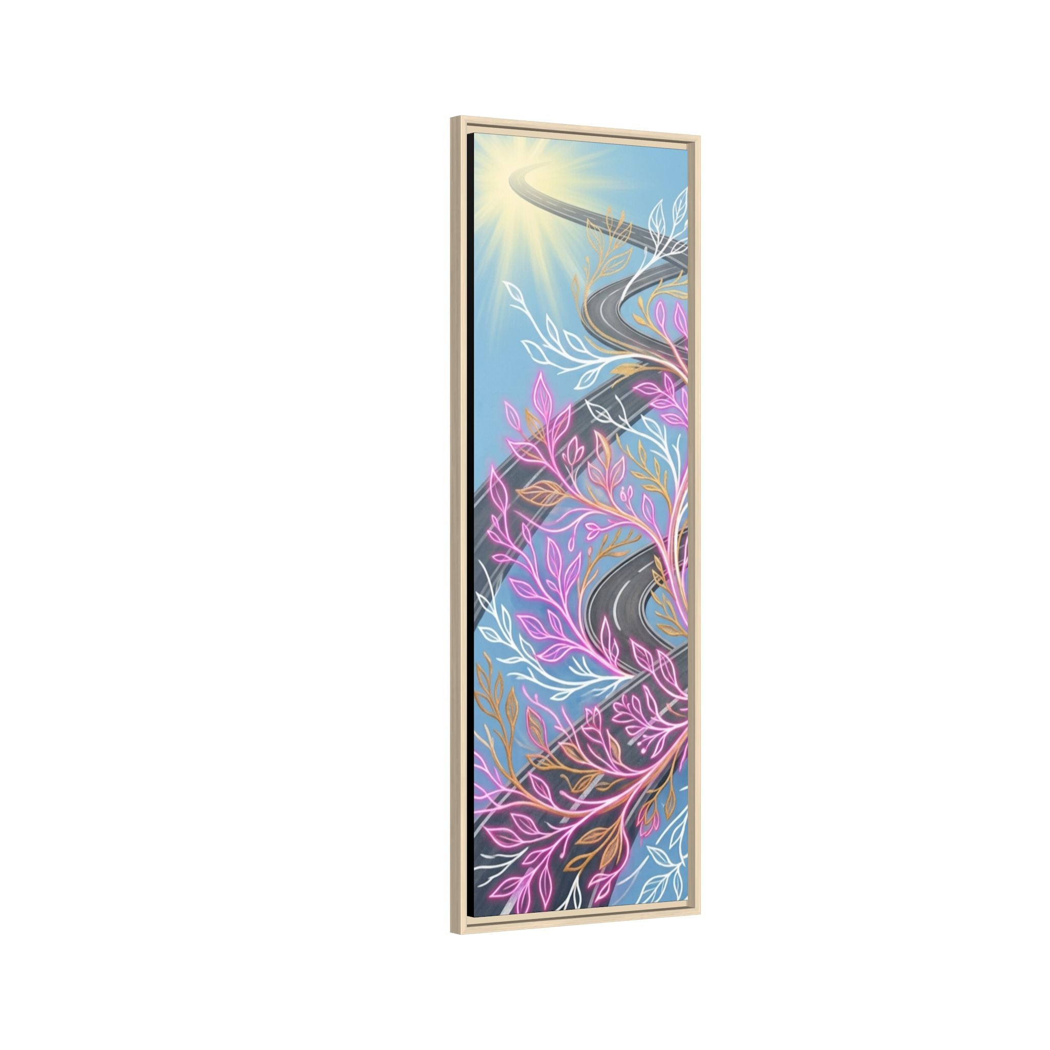 Framed Matte Canvas Floral Vines Wall Art — Pastel Botanical Abstract