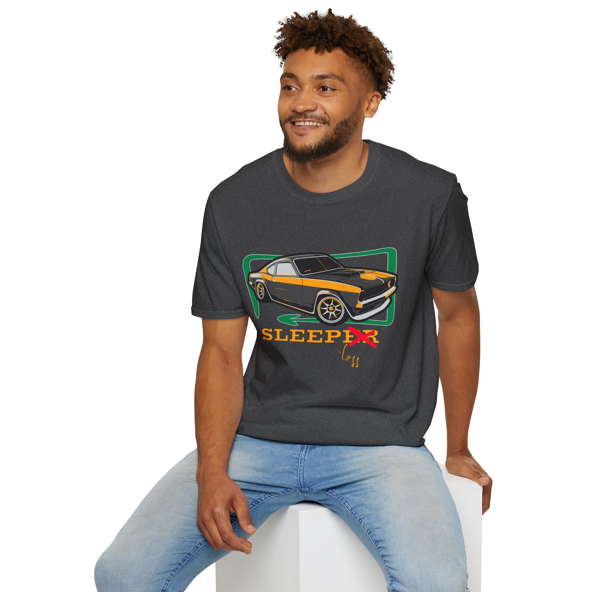 Classic Muscle Car T-Shirt — Retro 'Sleepless' Graphic Tee