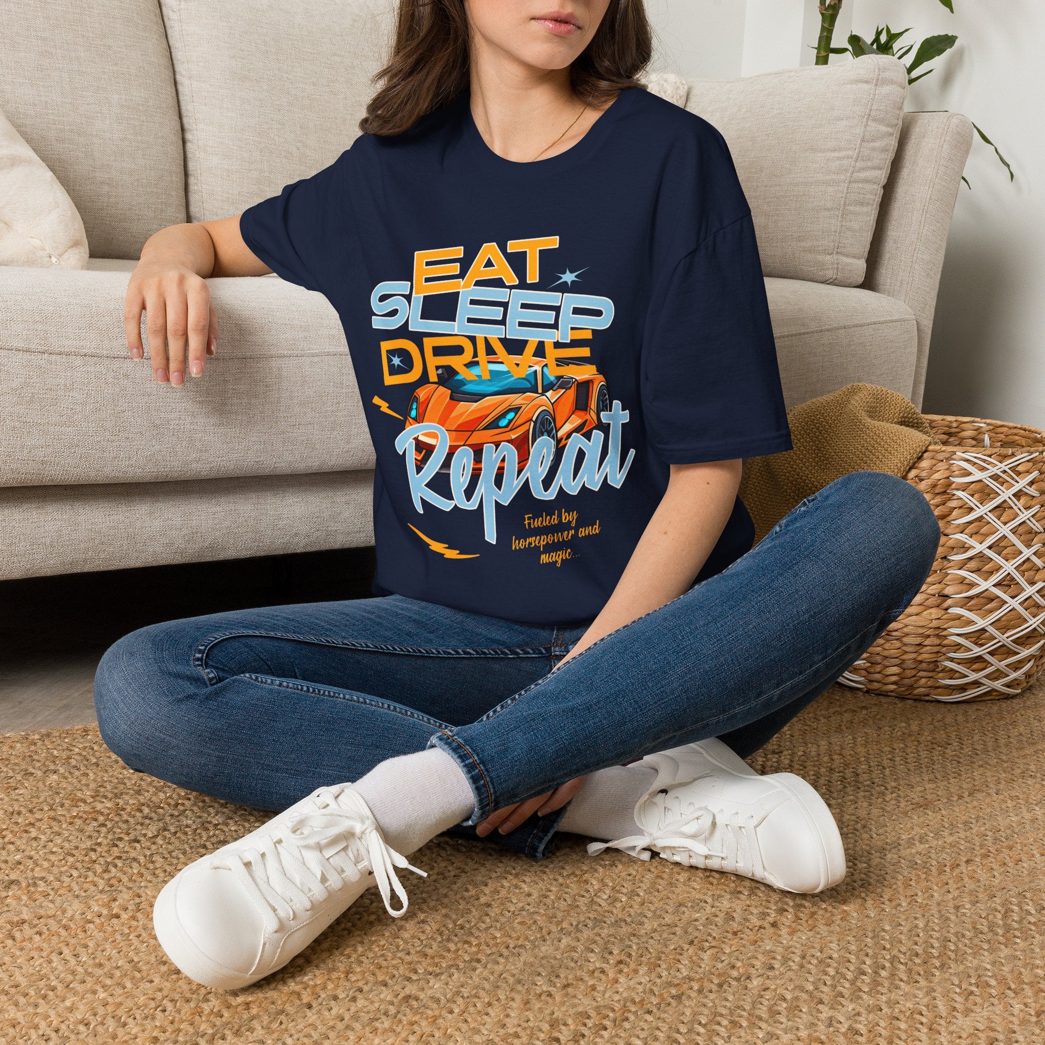 Eat Sleep Drive Repeat T-Shirt — Racing Car Graphic Tee for Motorsport Fans