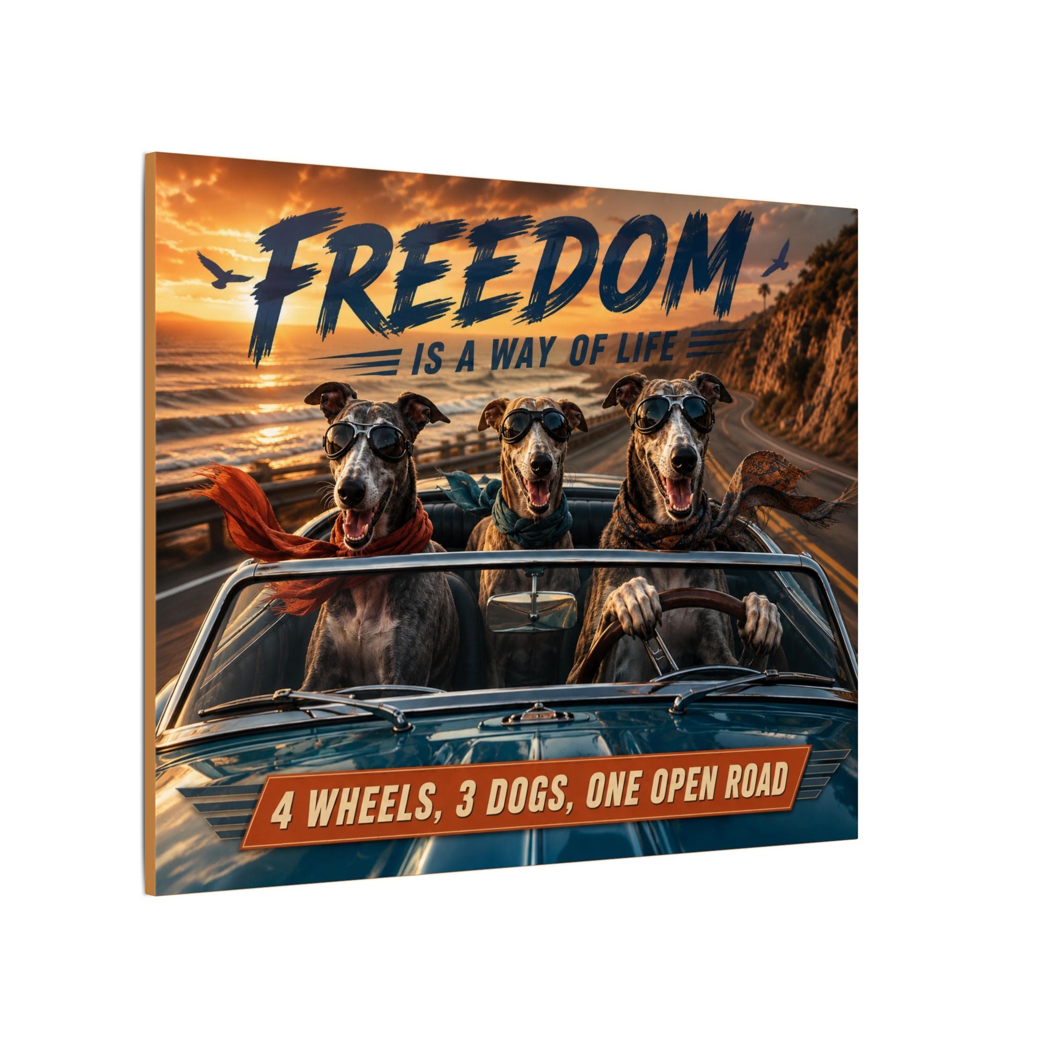 Canvas Wall Art - "Freedom Is A Way Of Life: 4 Wheels, 3 Dogs, One Open Road"