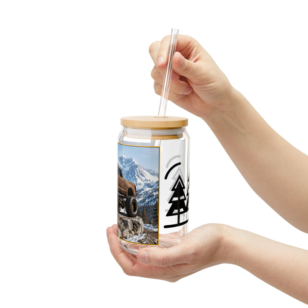 Off-Road Moose Truck Sipper Glass – 16oz Outdoor Adventure Tumbler with Straw