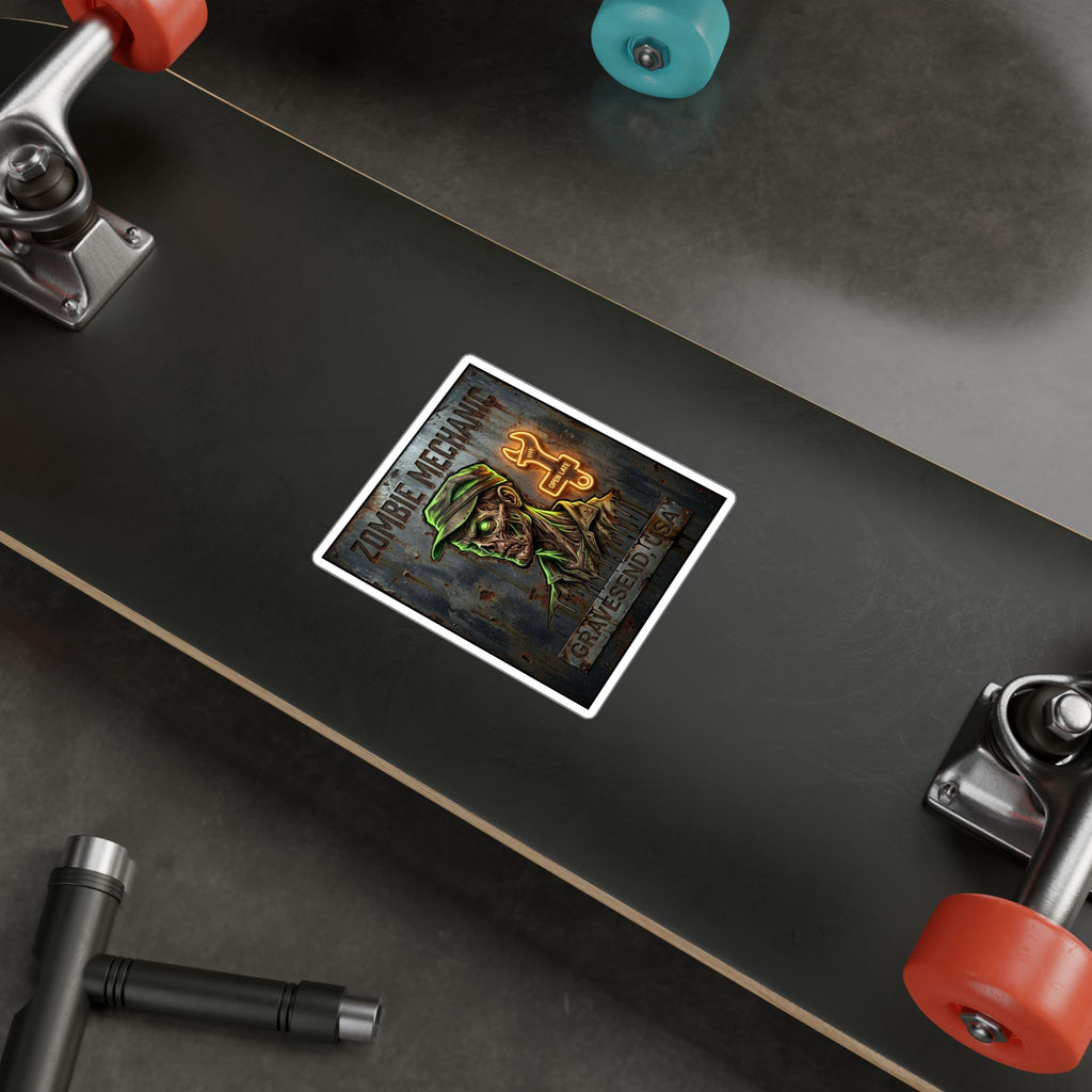 Zombie Mechanic Vinyl Decal — Horror Garage Sticker (Kiss-Cut)