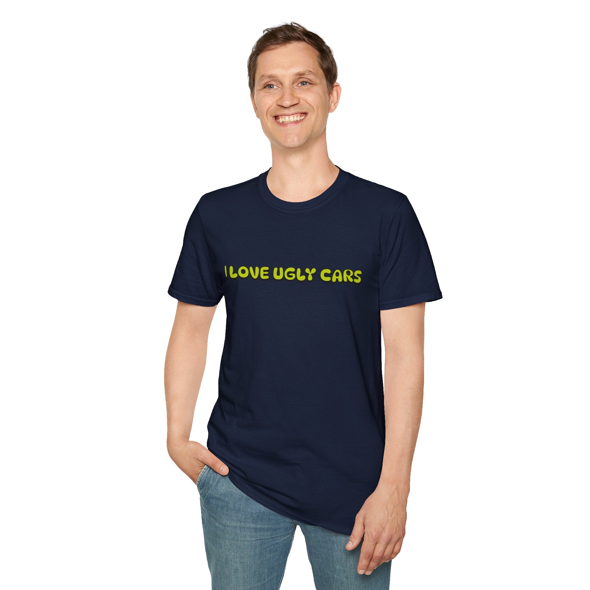 T-Shirt — "I Love Ugly Cars" Retro Green Graphic Tee