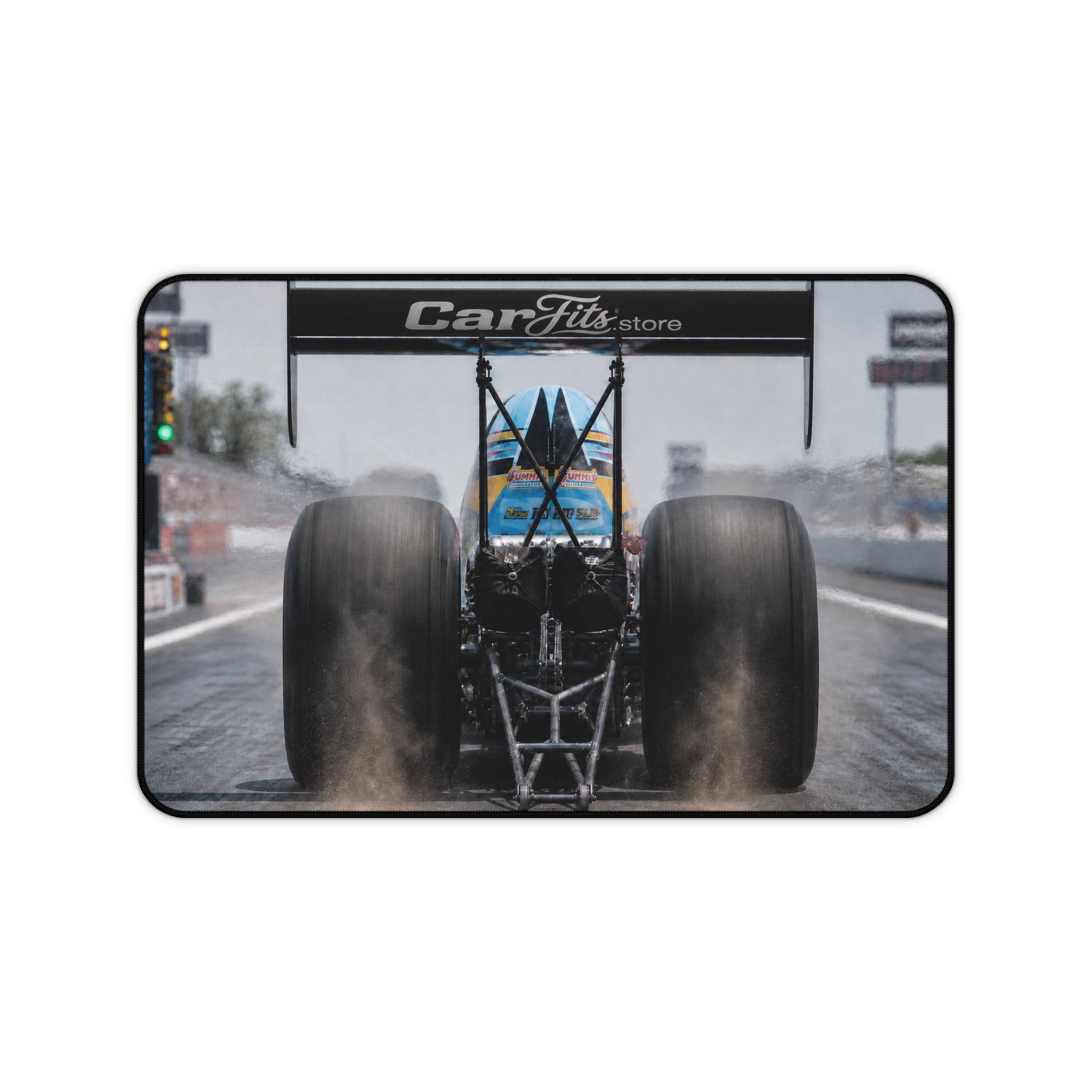 Dragster Racing Desk Mat — High-Speed Drag Racing Mouse Pad for Car Enthusiasts