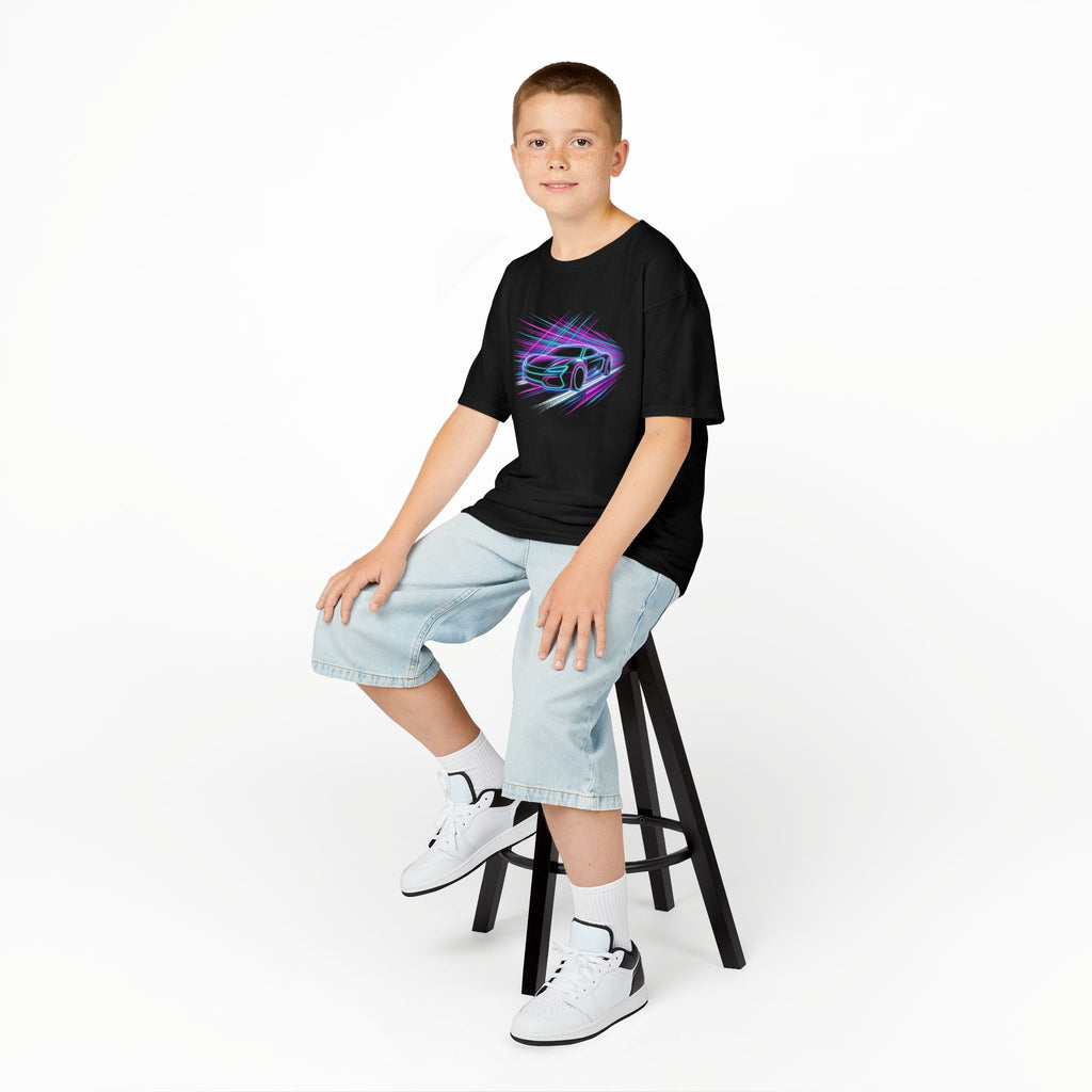 Kids Neon Speed Car Tee — Racing Graphic