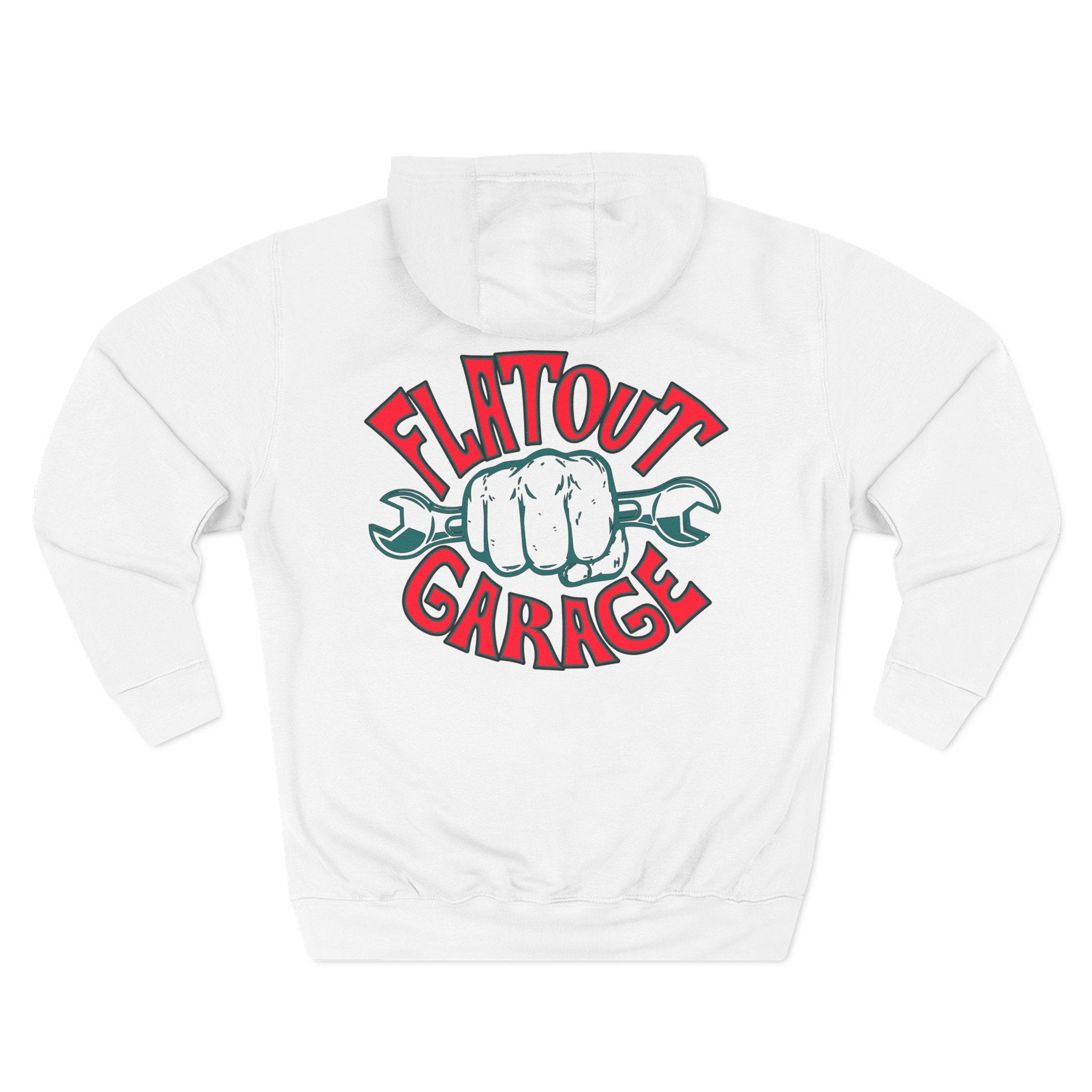Flatout Garage Fleece Hoodie — Mechanic Shop Logo Pullover