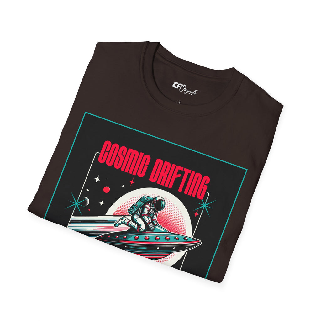 Cosmic Drifting T-Shirt — Retro Astronaut & UFO Vintage Space Tee