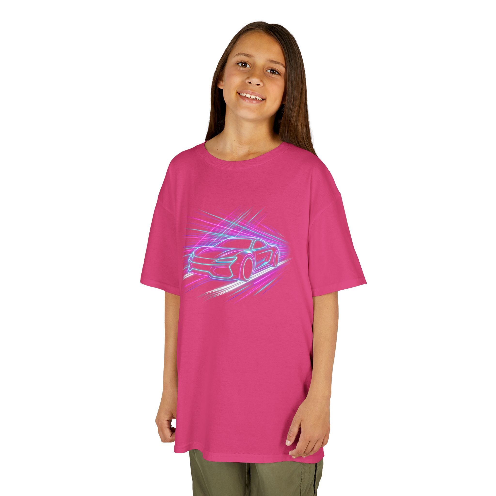 Kids Neon Speed Car Tee — Racing Graphic