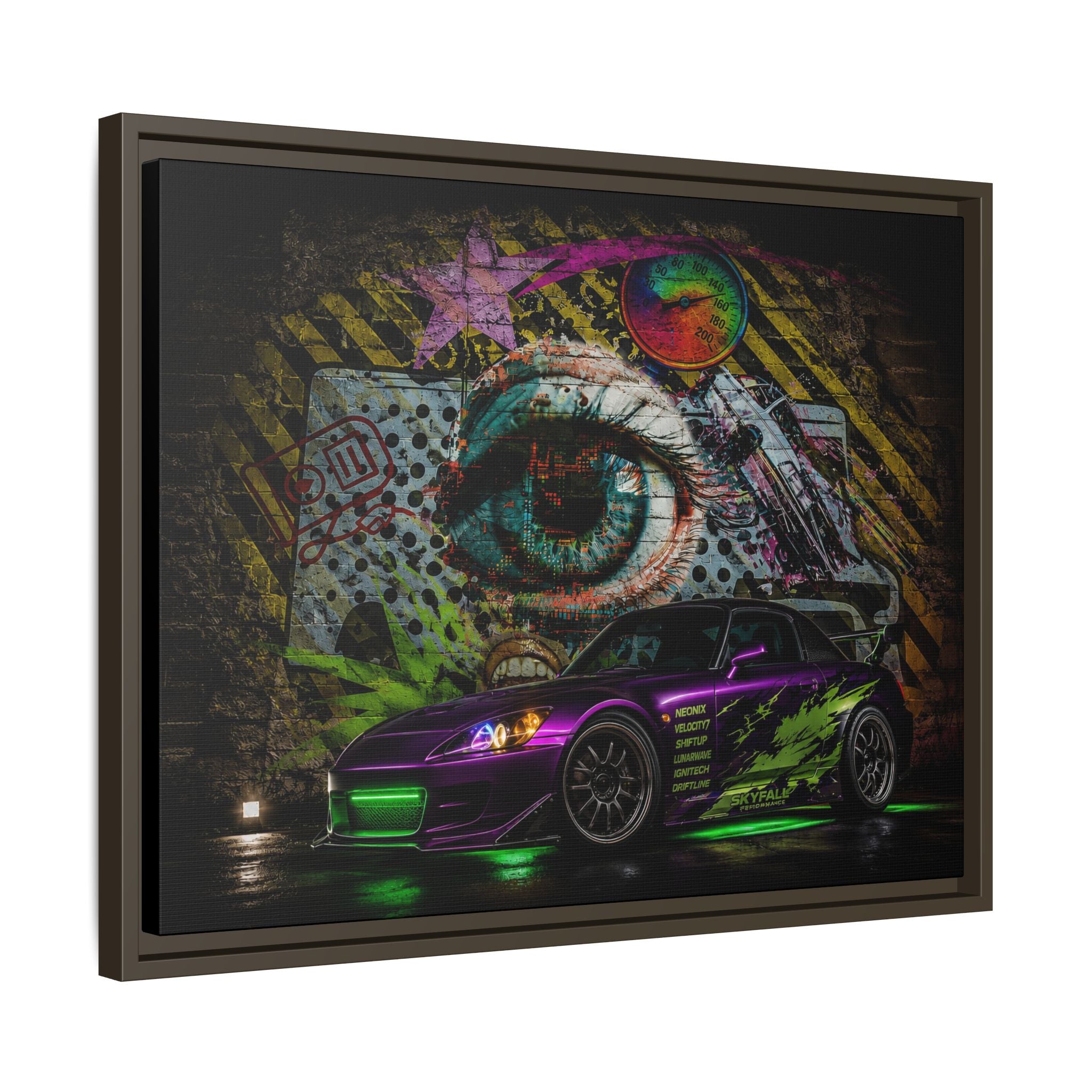 Graffiti Sports Car Matte Canvas - Framed Wall Art