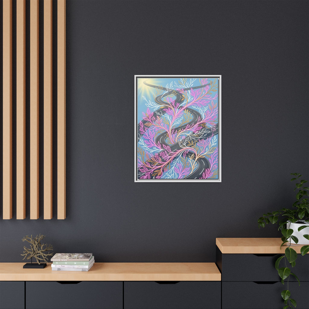 Framed Matte Canvas Floral Vines Wall Art — Pastel Botanical Abstract