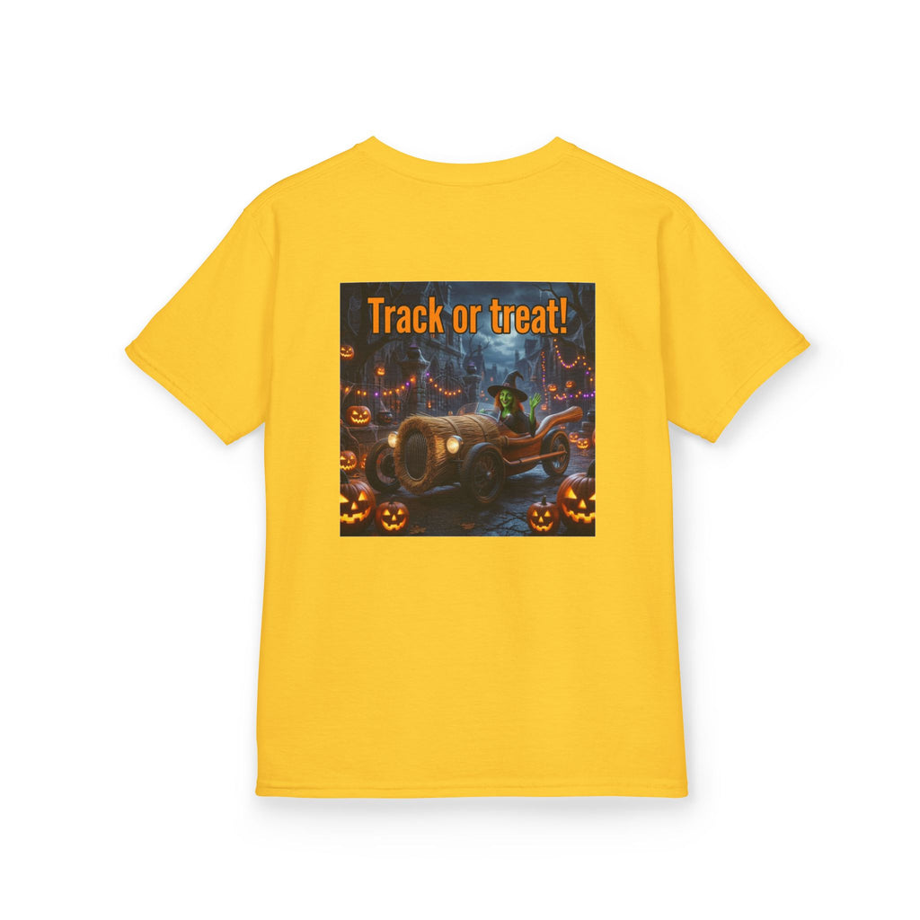 'Track or Treat!' Halloween Racing Car - Kid's Tee Shirt