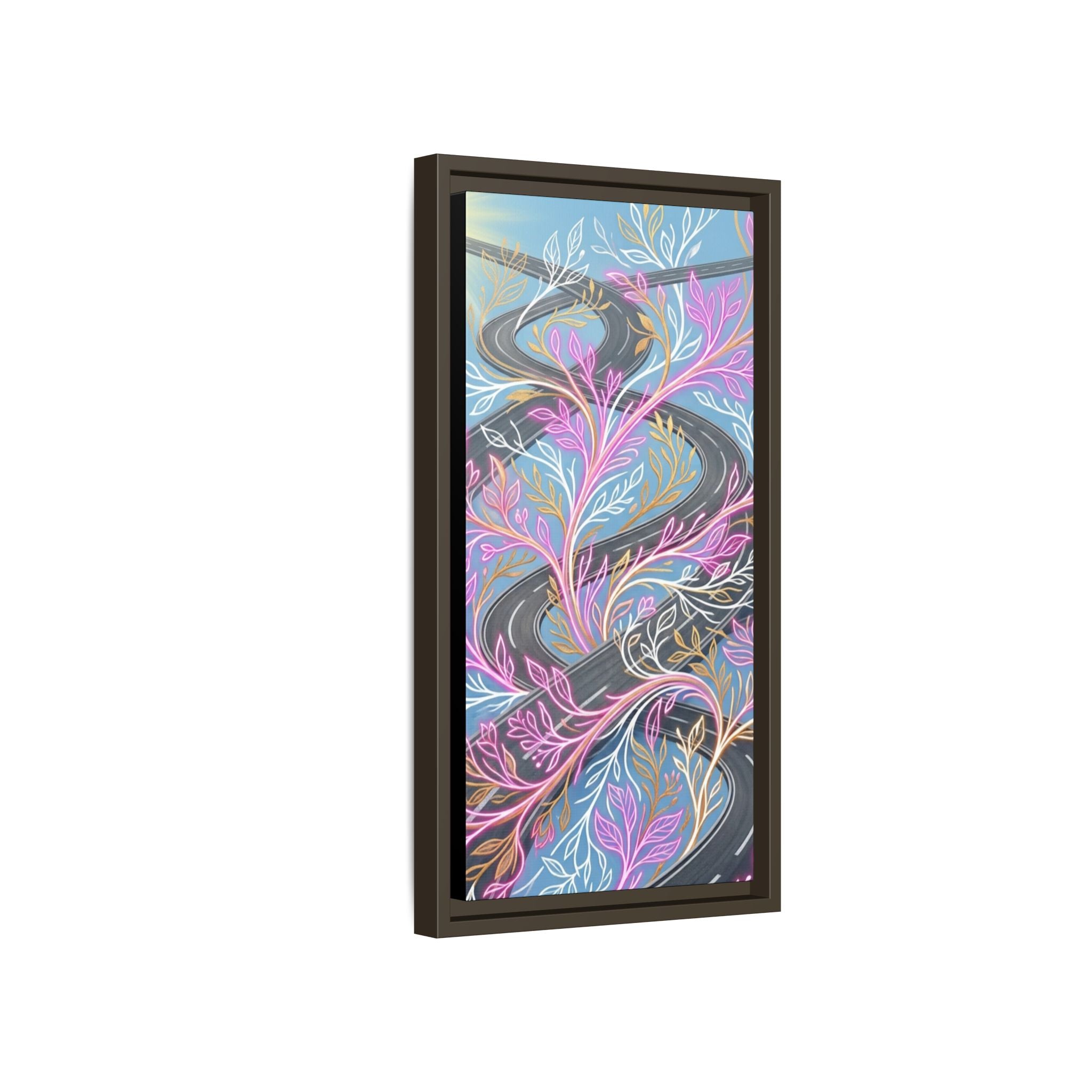 Framed Matte Canvas Floral Vines Wall Art — Pastel Botanical Abstract