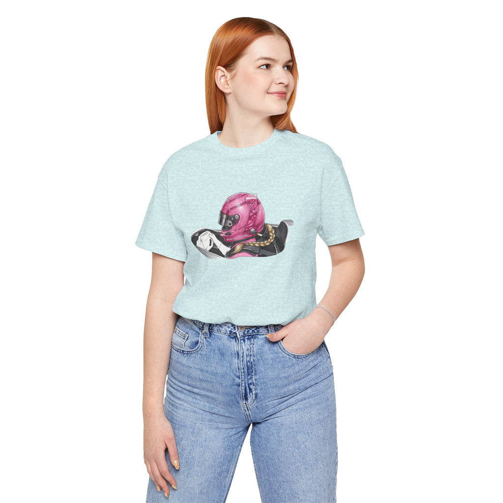 Drive Like a Girl — Pink Racing Helmet Graphic T-Shirt