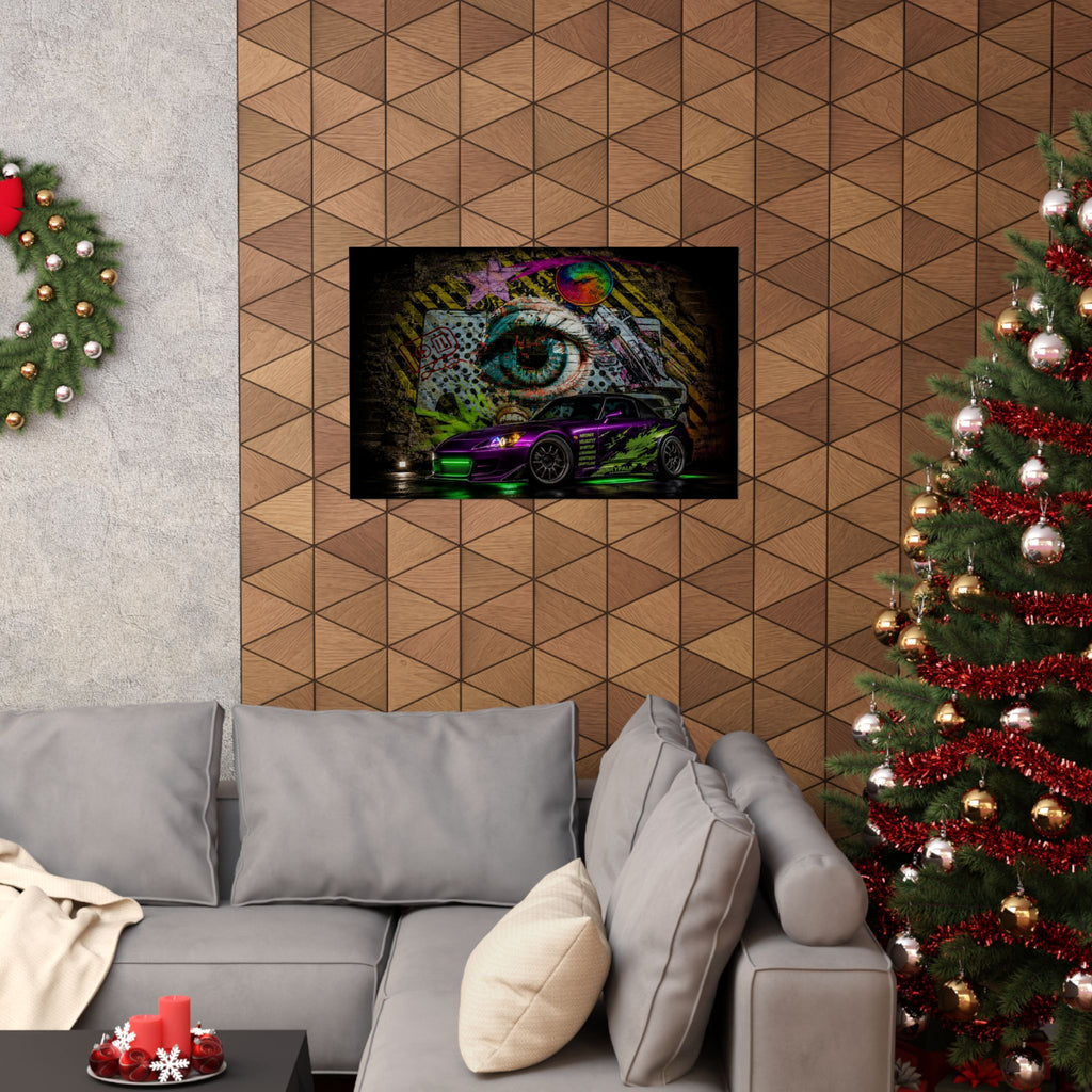 Graffiti Sports Car Matte Poster — Neon Drift Street Art Wall Print