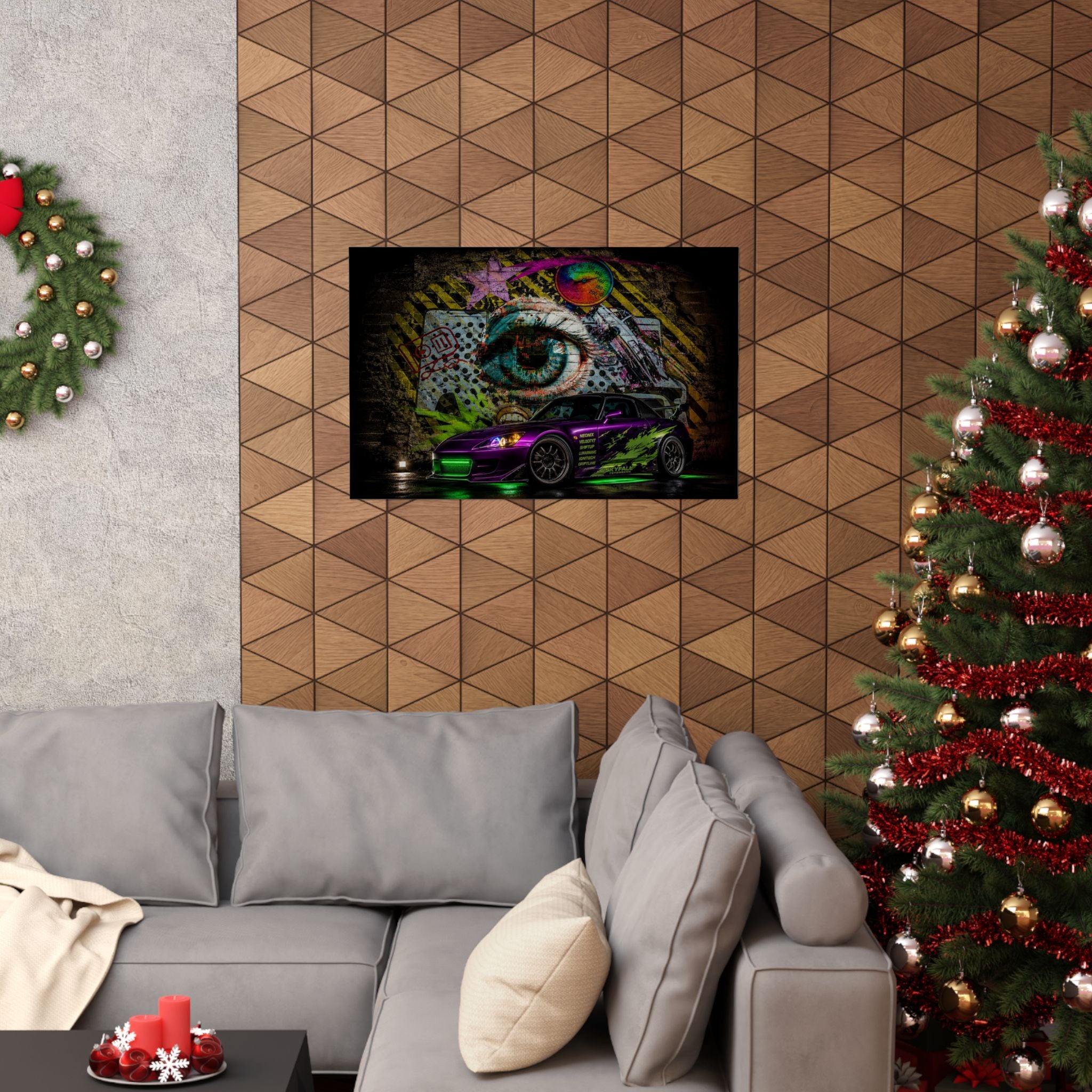 Graffiti Sports Car Matte Poster — Neon Drift Street Art Wall Print