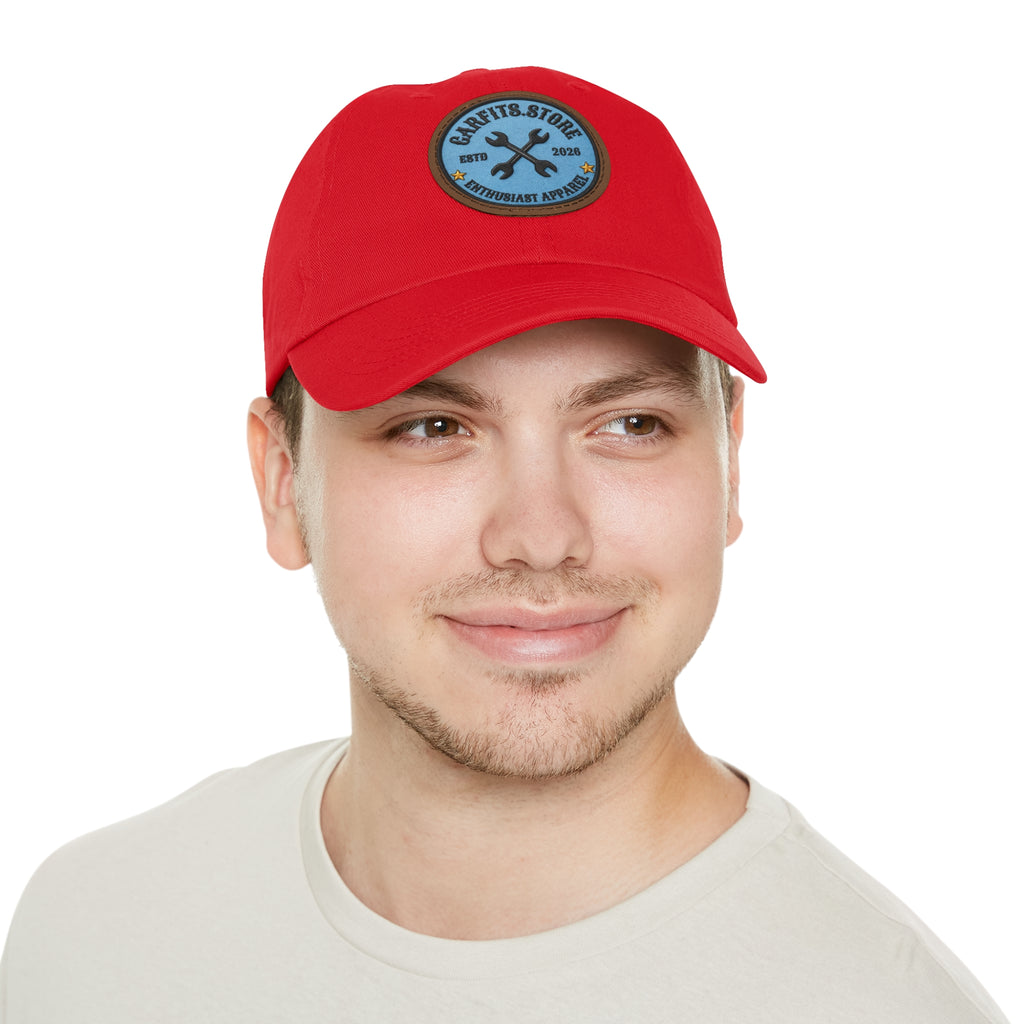 Mechanic Logo Dad Hat — Leather Patch Cap