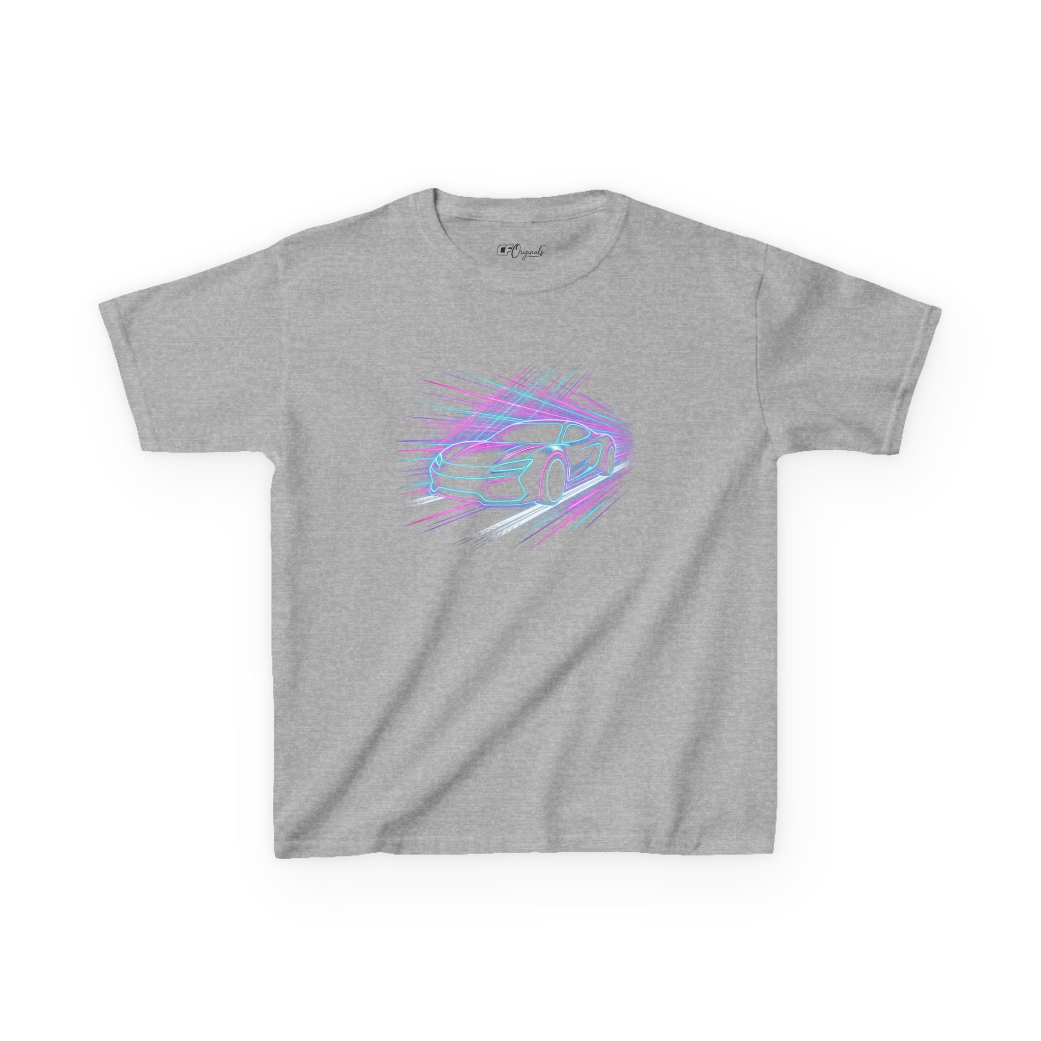 Kids Neon Speed Car Tee — Racing Graphic
