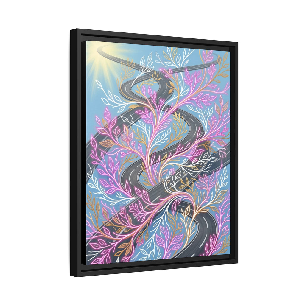 Framed Matte Canvas Floral Vines Wall Art — Pastel Botanical Abstract