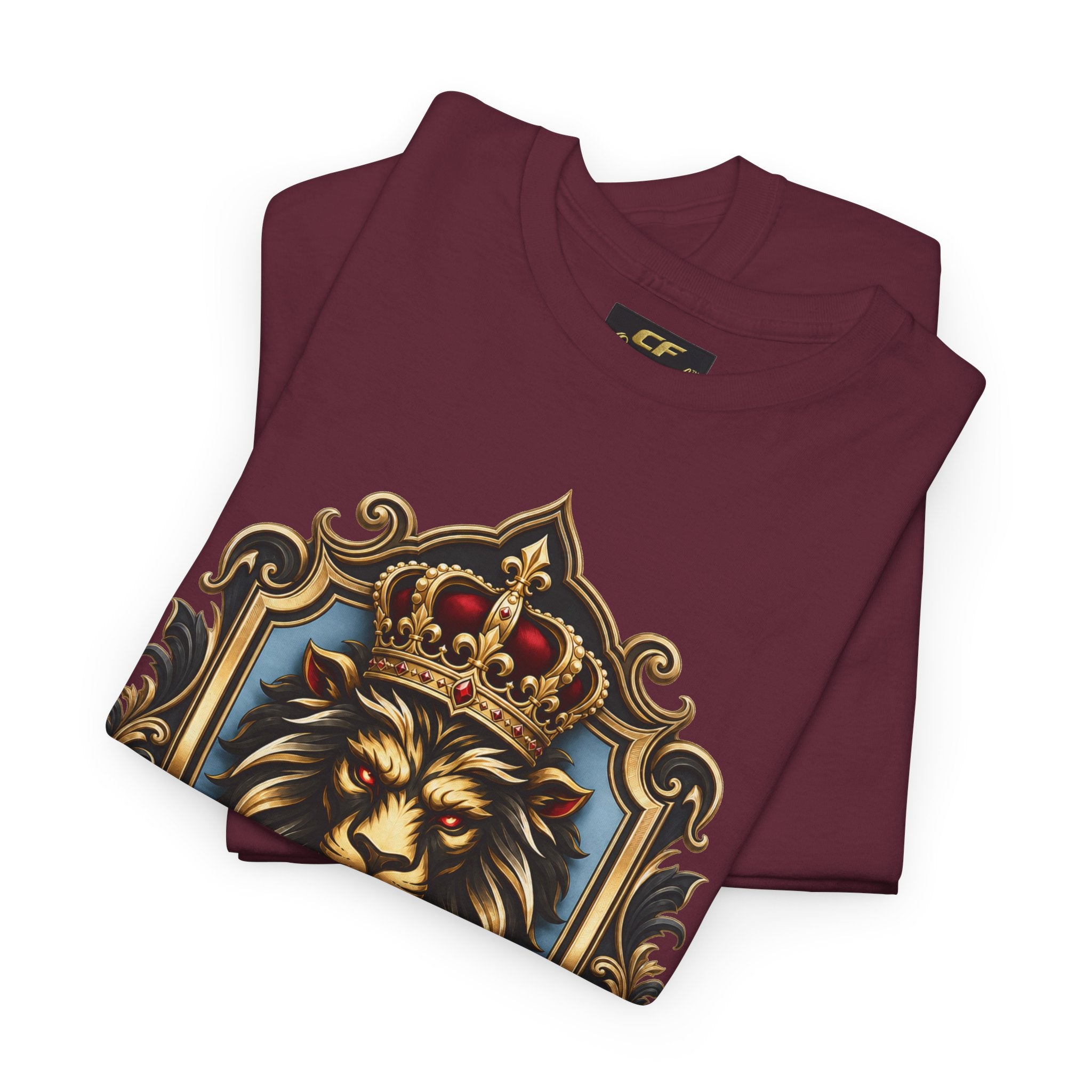 Lion Crest Tee — "Mane Line Auto" Vintage Heraldic Graphic Shirt
