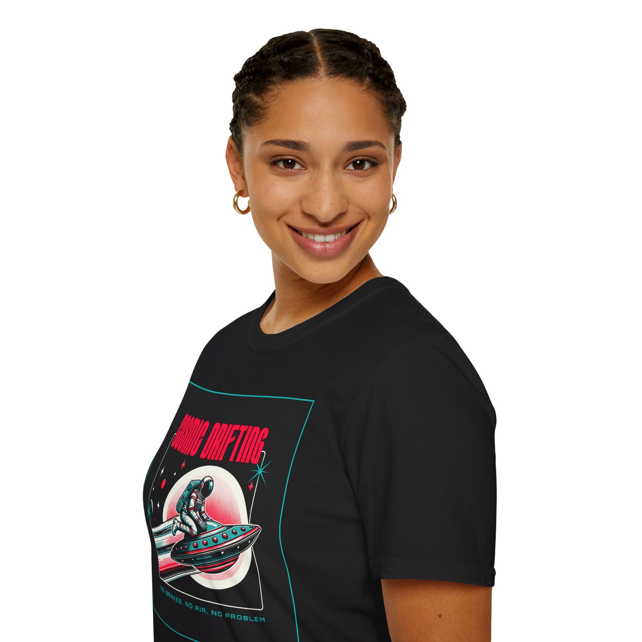 Cosmic Drifting T-Shirt — Retro Astronaut & UFO Vintage Space Tee
