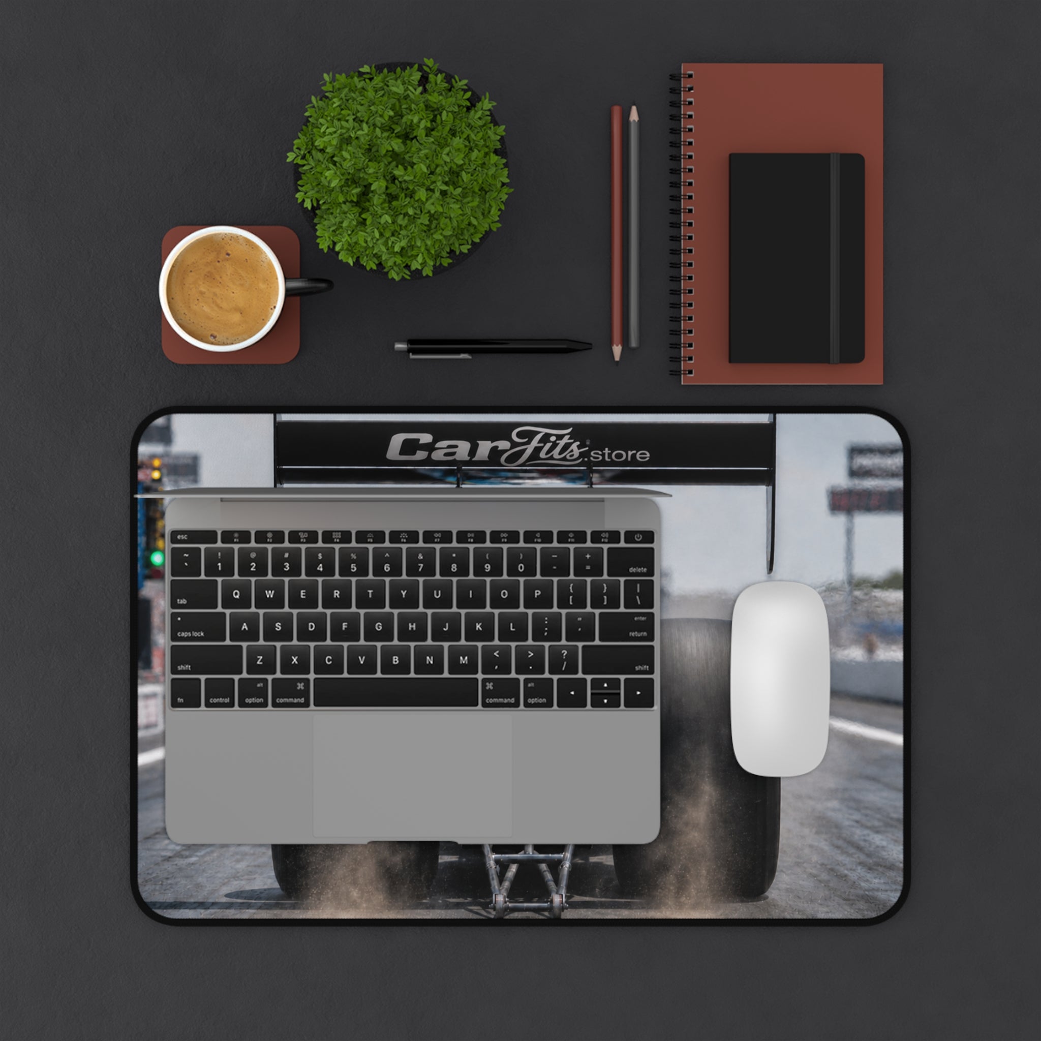 Dragster Racing Desk Mat — High-Speed Drag Racing Mouse Pad for Car Enthusiasts