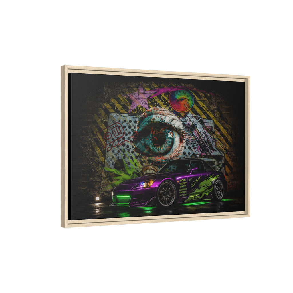 Graffiti Sports Car Matte Canvas - Framed Wall Art