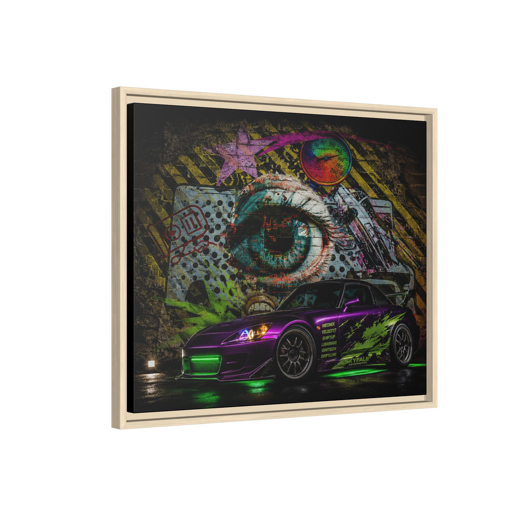Graffiti Sports Car Matte Canvas - Framed Wall Art