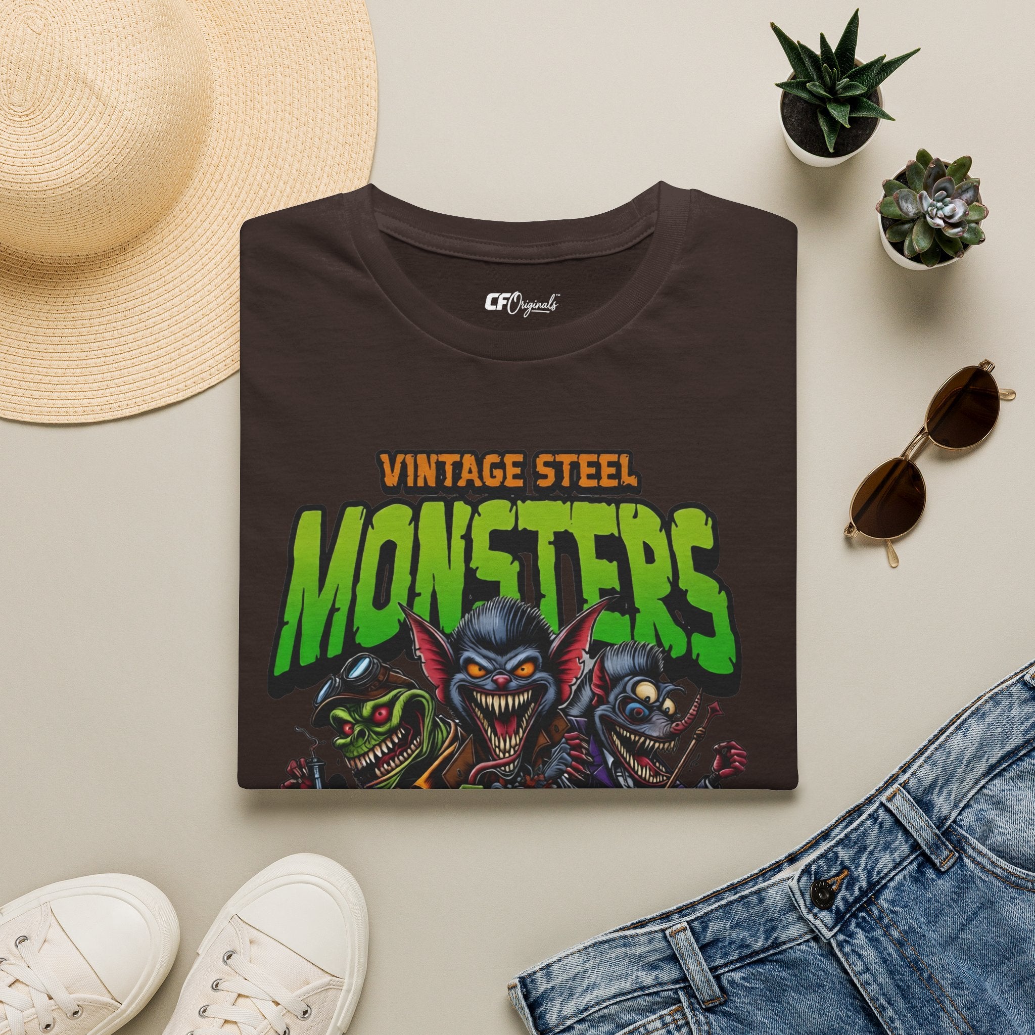 Vintage “MONSTERS” Horror Tee — Retro Steel Monster Graphic T-Shirt
