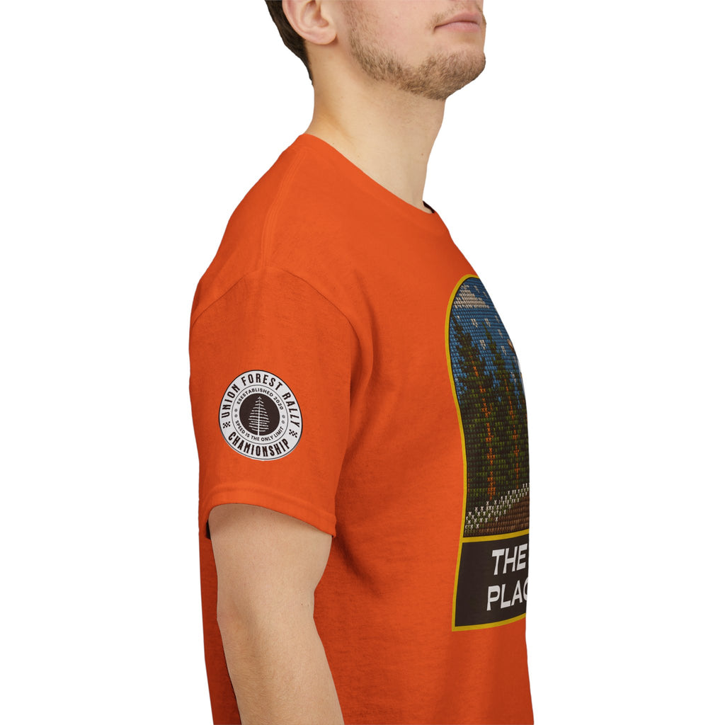 Forest Rally T‑Shirt – 'The Forest Is a Place of Magic' Cross-stitched Style Graphic