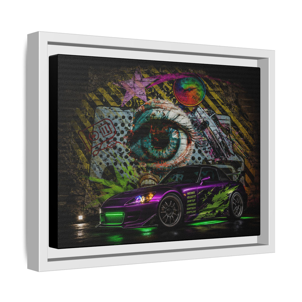 Graffiti Sports Car Matte Canvas - Framed Wall Art