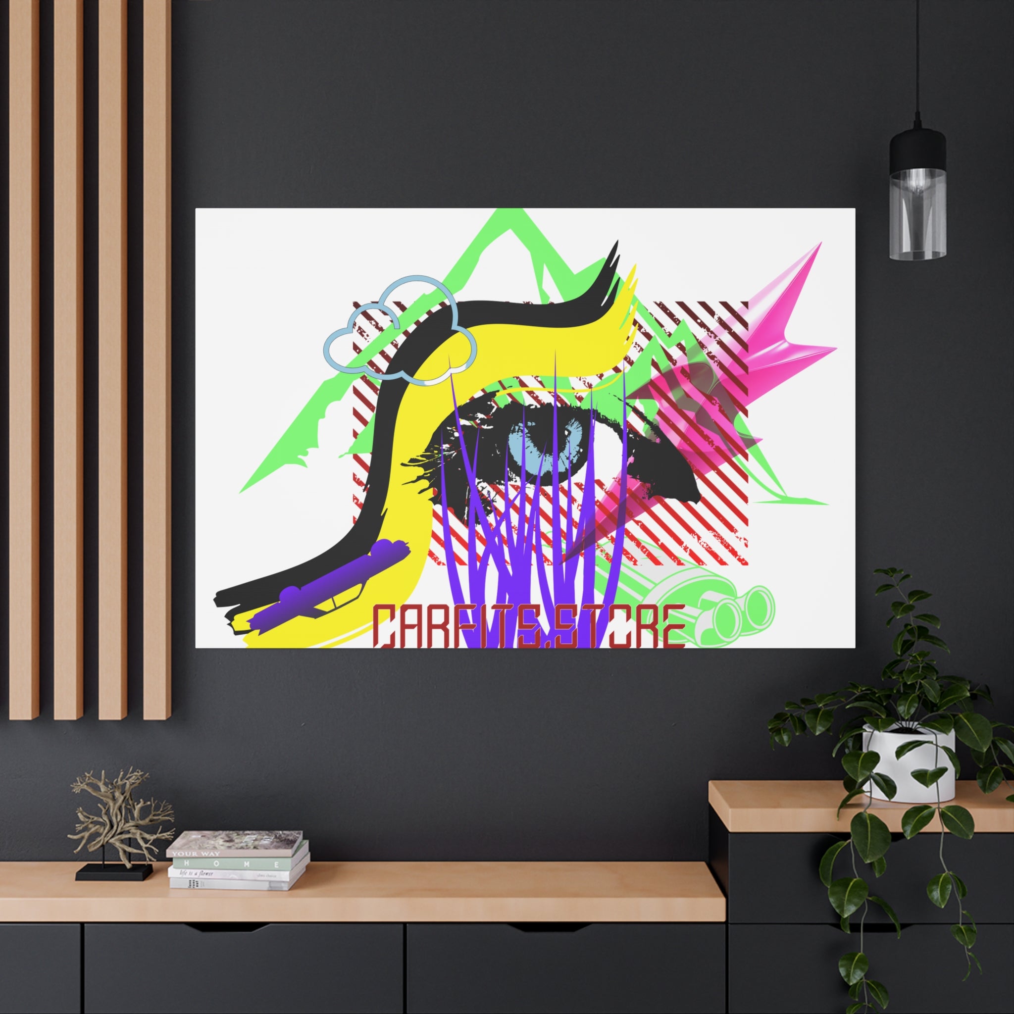 Automotive Pop Art Matte Canvas Print — Vibrant Abstract Wall Art