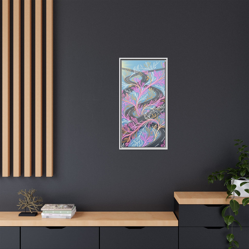 Framed Matte Canvas Floral Vines Wall Art — Pastel Botanical Abstract