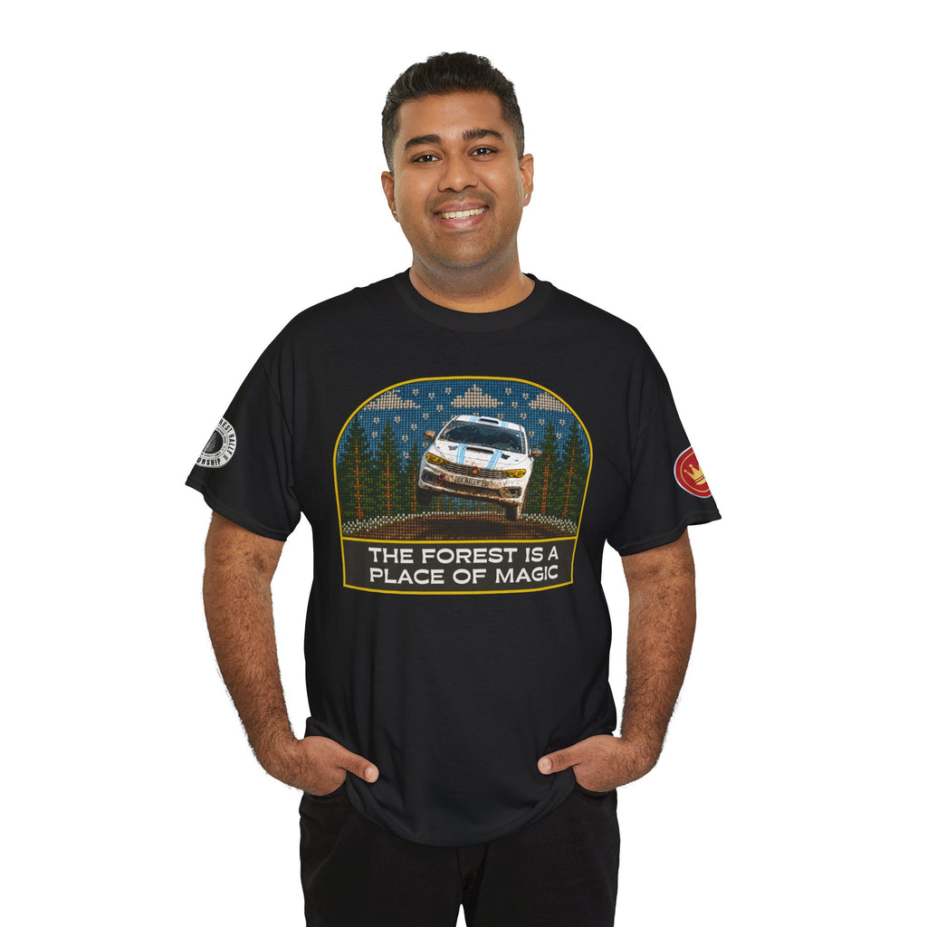 Forest Rally T‑Shirt – 'The Forest Is a Place of Magic' Cross-stitched Style Graphic