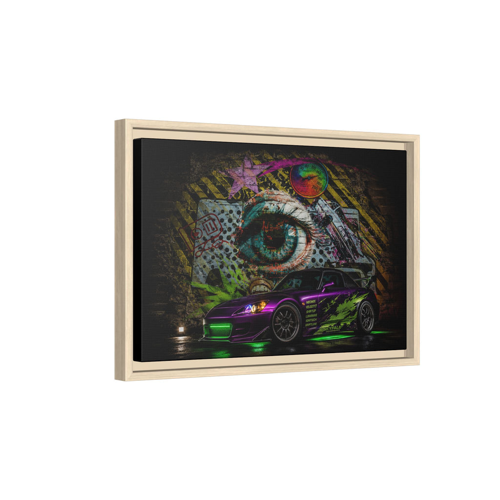 Graffiti Sports Car Matte Canvas - Framed Wall Art