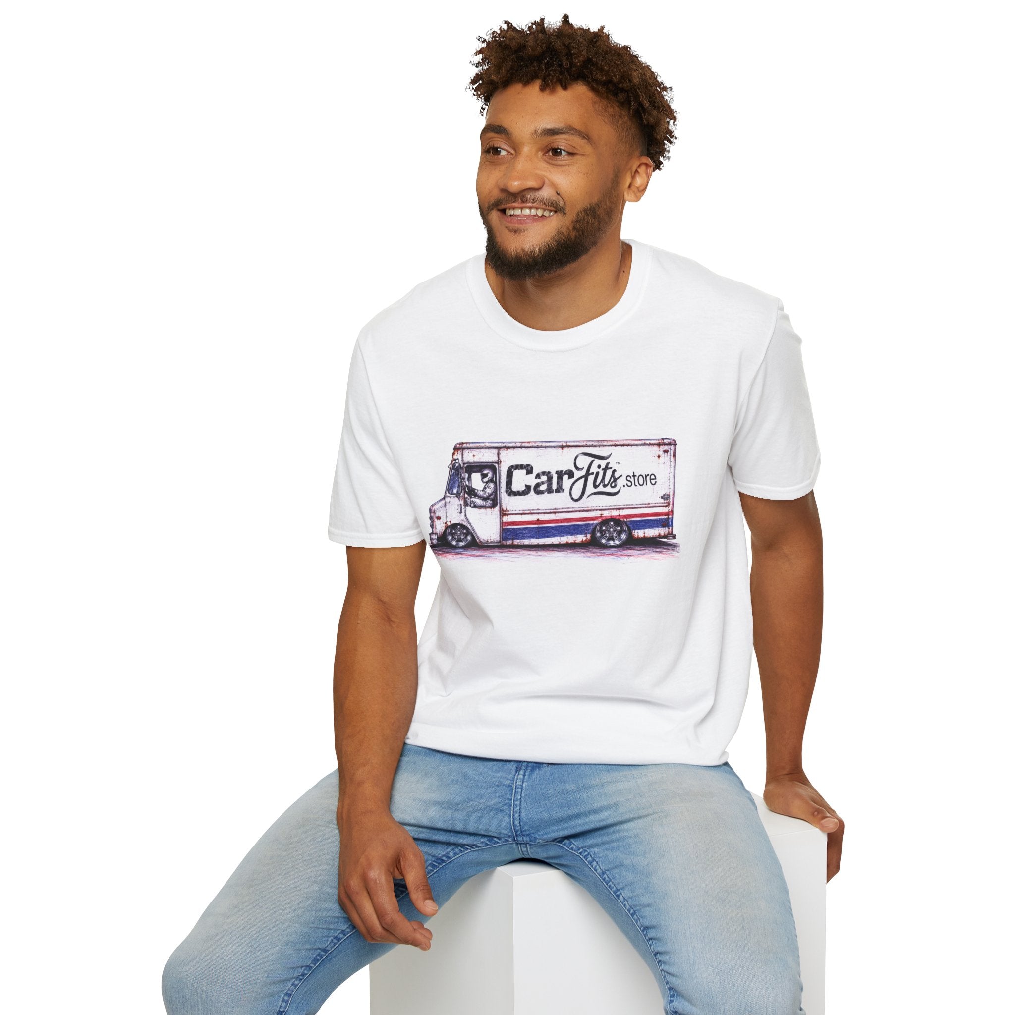 Vintage Delivery Van Tee — "CarFits.store" Retro Truck Logo T-Shirt