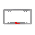 V-eight Red Logo Metal License Plate Frame — Stainless Steel Car Trim Accent